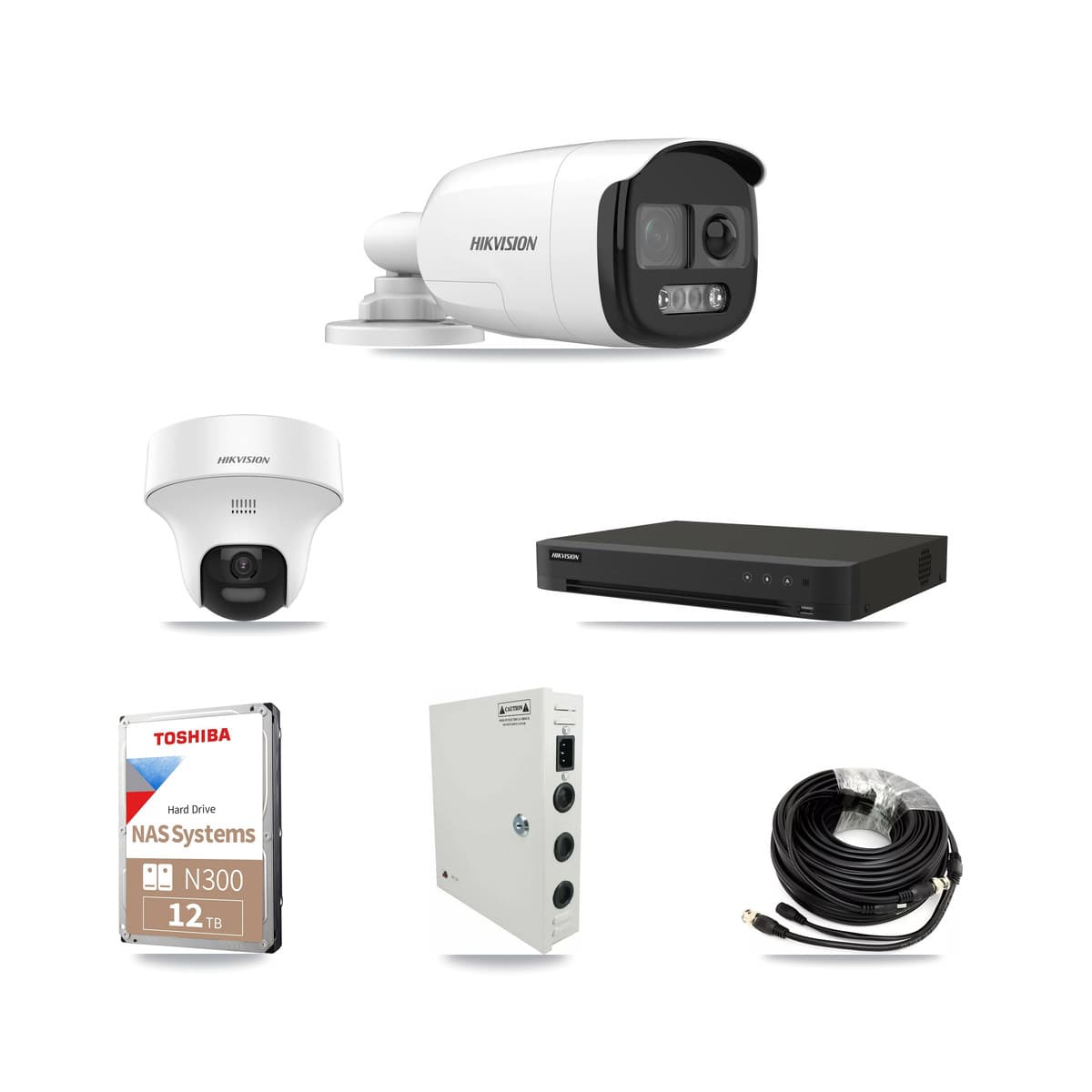 Hikvision 16-Channel 5MP CCTV Kit — 8 DS-2CE12KF3T Bullet + 8 DS-2CE70K0T Turret Cameras + 12TB Recording