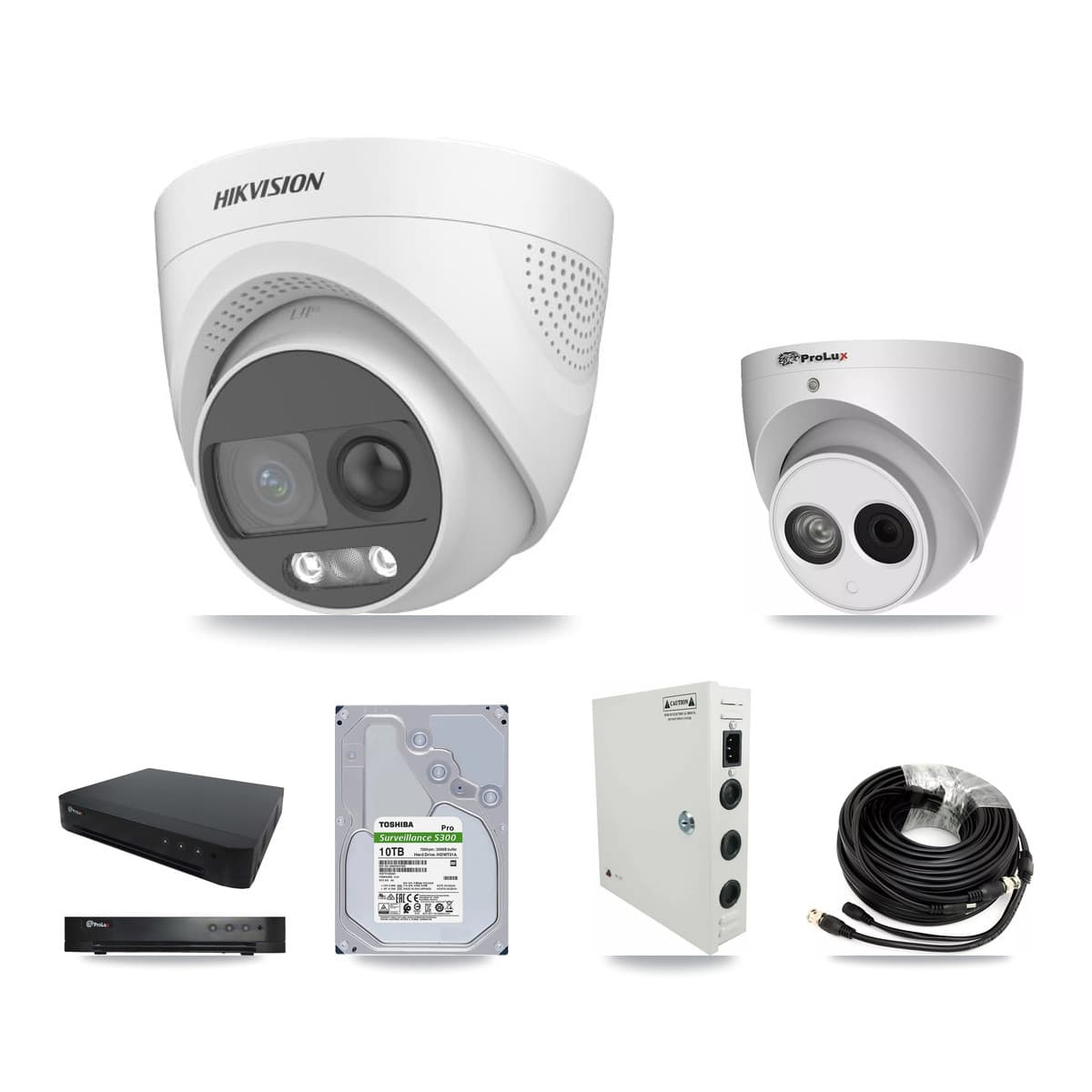 Hikvision & Prolux 16-Channel 4MP – 5MP CCTV Kit — 13 DS-2CE72KF3T 5MP + 1 PXC-612C4W-A 4MP Turret Cameras + 10TB Recording (PXD-8216 Recorder) - Image 1