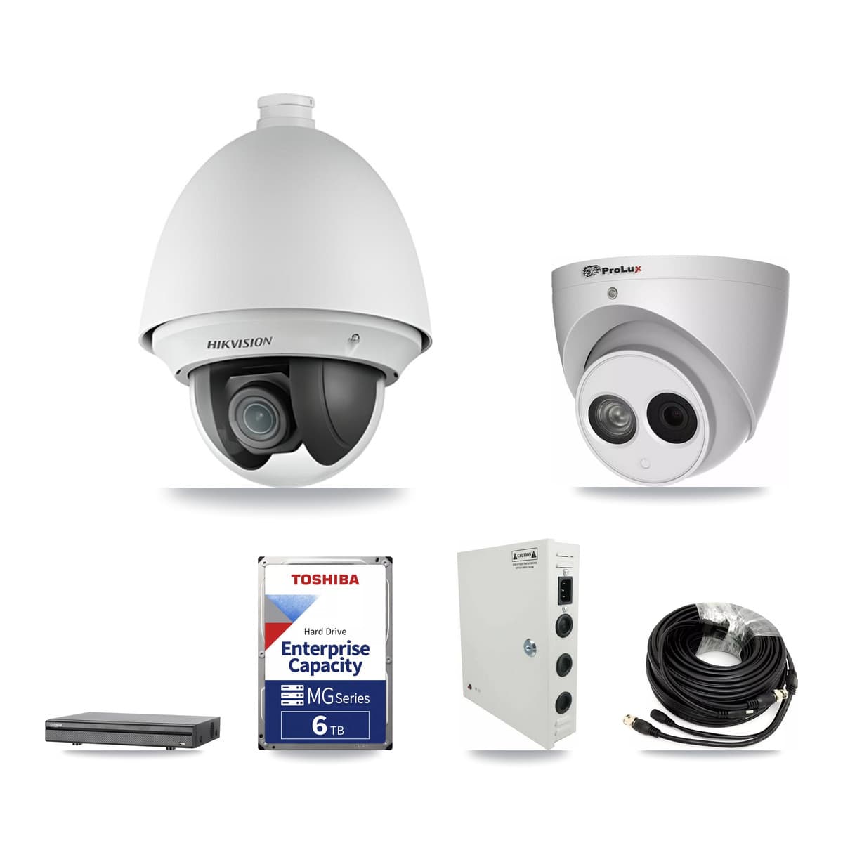 8-Channel 2MP – 4MP CCTV Kit — 7 2MP PTZ + 1 4MP Turret Cameras + 6TB Recording (DH-XVR5108H Recorder) - Image 1