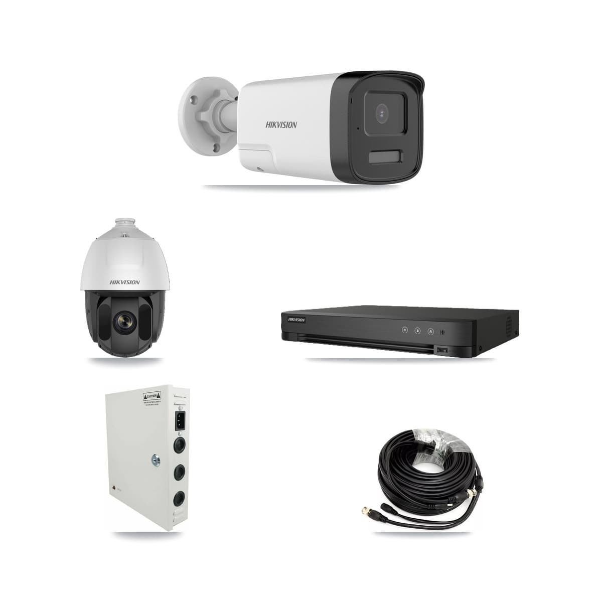 Hikvision 8-Channel 2MP – 5MP CCTV Kit — 1 DS-2AE5225TI 2MP PTZ + 6 DS-2CE17K0T 5MP Bullet Cameras + 8TB Recording (IDS-7208HQHI Recorder)