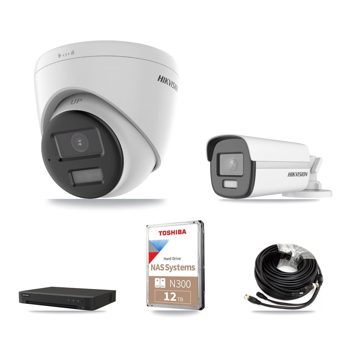 Hikvision 8-Channel 4K CCTV Kit — 1 DS-2CE12UF3T Bullet + 5 DS-2CE78U0T Turret Cameras + 12TB Recording