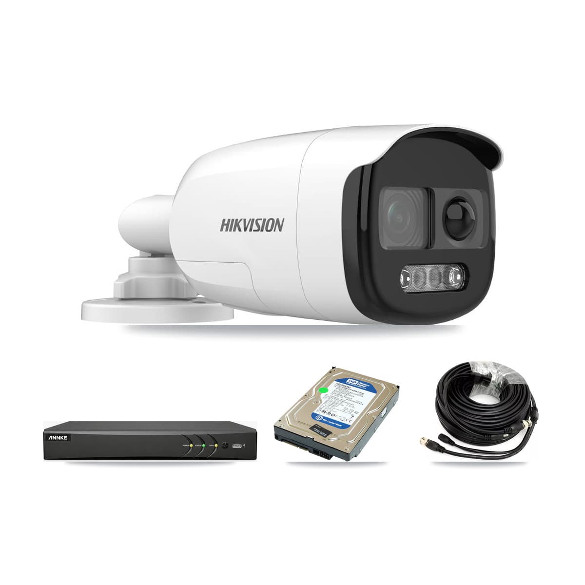 Hikvision & ANNKE 4-Channel 5MP CCTV Kit — 1 DS-2CE12KF3T Bullet Camera + 500GB Recording