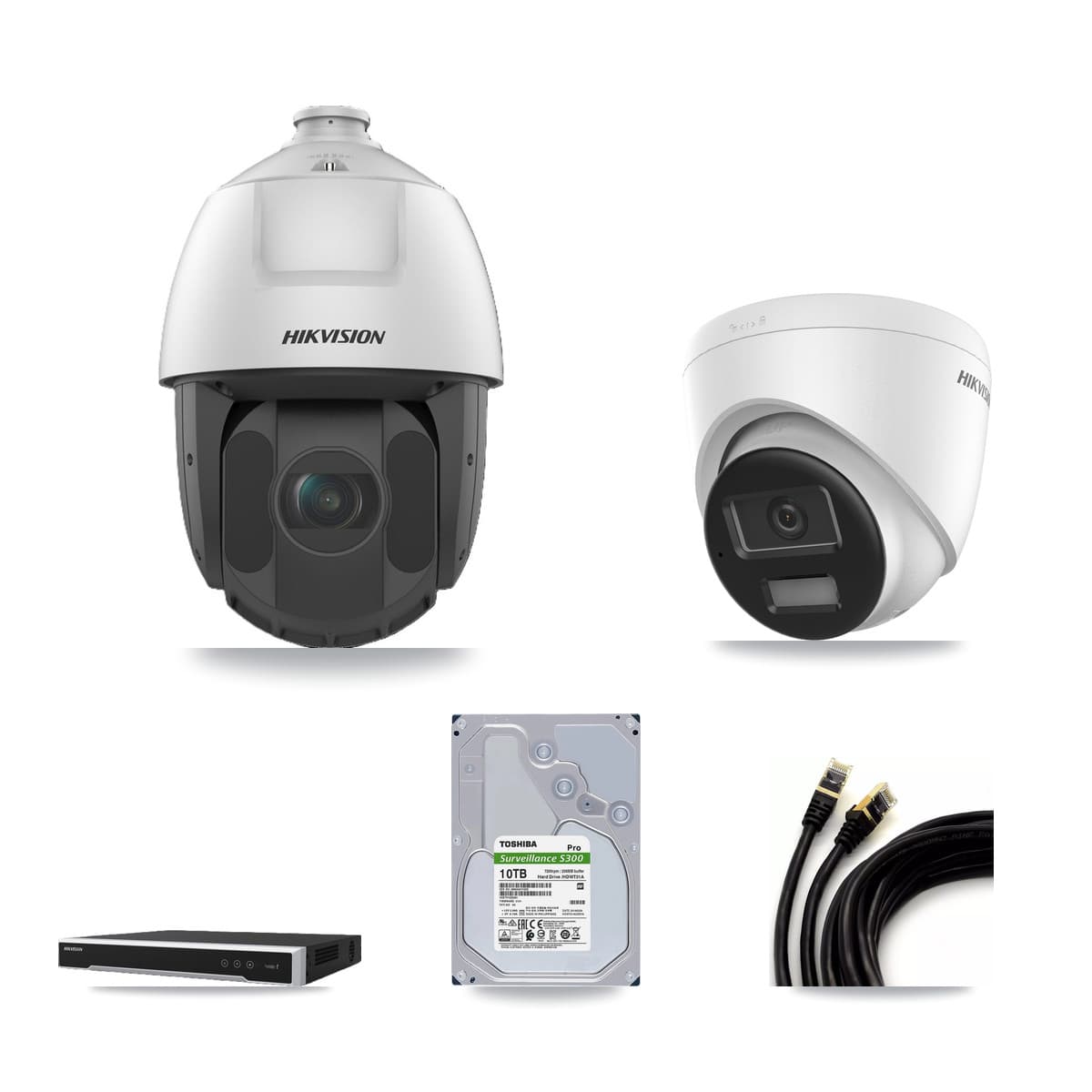 Hikvision 16-Channel 2MP – 4K CCTV Kit — 1 4K Turret + 12 2MP PTZ Cameras + 10TB Recording - Image 1