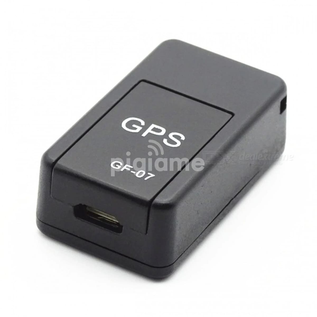 Black magnetic mini GPS tracker, 40×23×16mm, front view