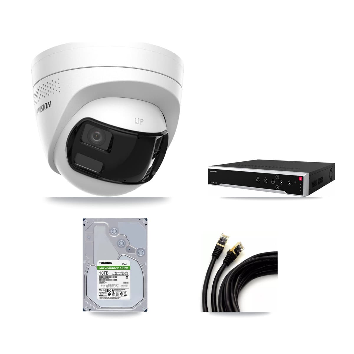 Hikvision 32-Channel 4K CCTV Kit — 8 DS-2CD1383G2P Turret Cameras + 2× 10TB Recording - Image 1