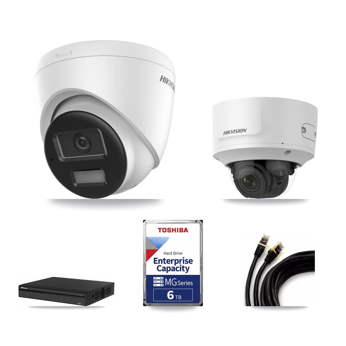 Hikvision & Prolux 4-Channel 2MP – 4K CCTV Kit — 2 4K Turret + 1 2MP Dome Cameras + 6TB Recording - Image 1