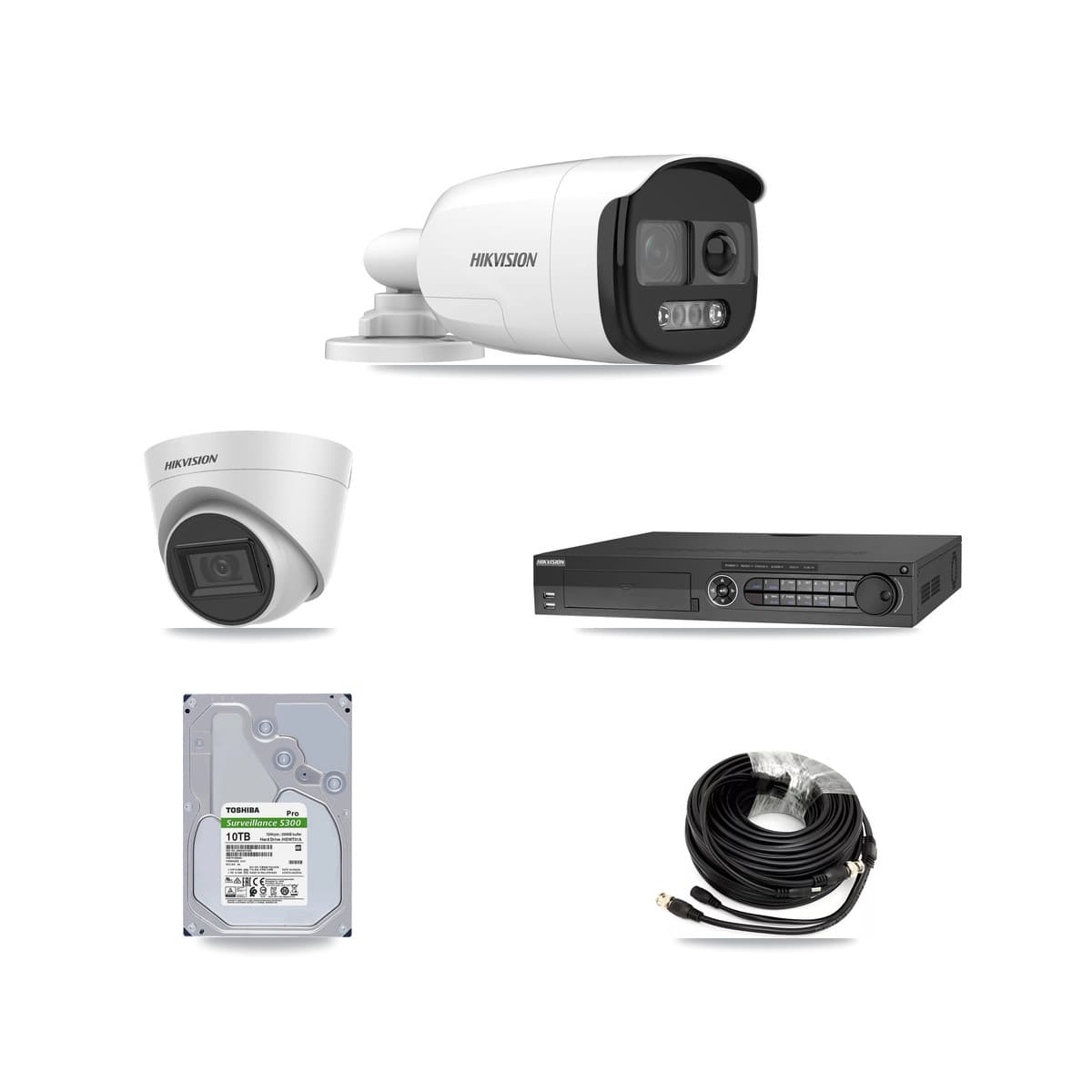 Hikvision 32-Channel 5MP CCTV Kit — 4 Bullet + 4 White Turret Cameras + 10TB Recording (DS-7332HQHI Recorder)