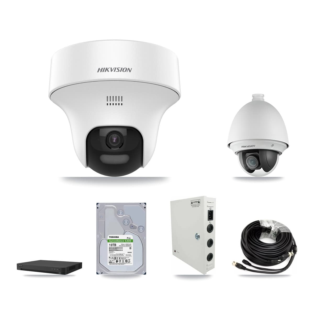 Hikvision 16-Channel 2MP – 5MP CCTV Kit — 1 DS-2AE4225T 2MP PTZ + 15 DS-2CE70K0T 5MP Turret Cameras + 2× 10TB Recording