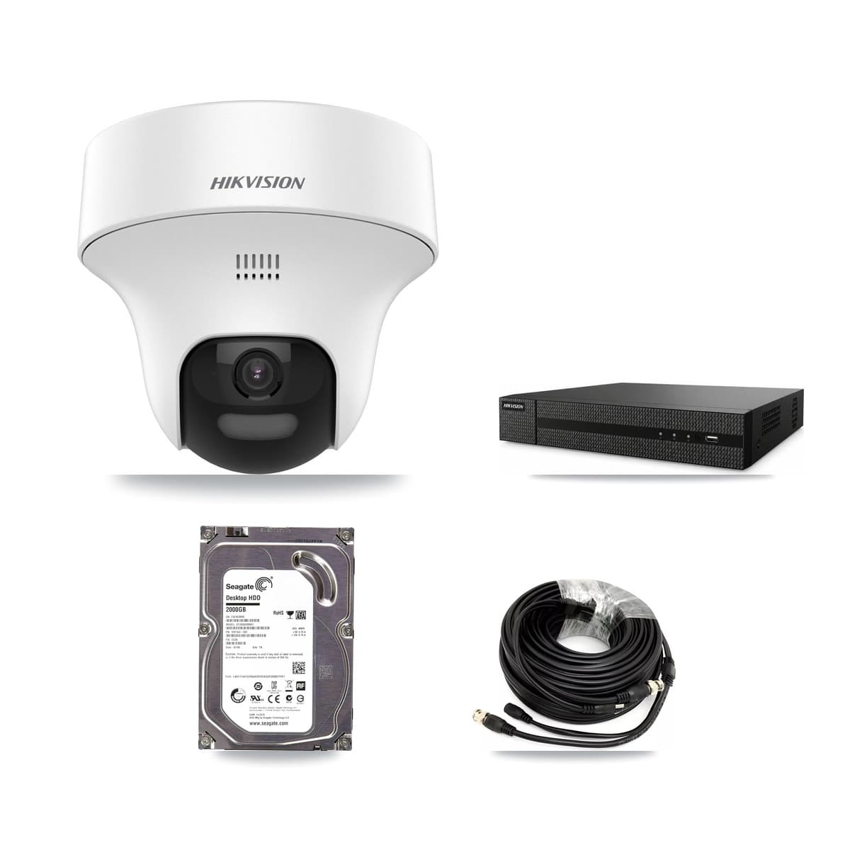 Hikvision 8-Channel 5MP CCTV Kit — 1 DS-2CE70K0T Turret Camera + 2TB Recording (DVR-8CH Recorder) - Image 1