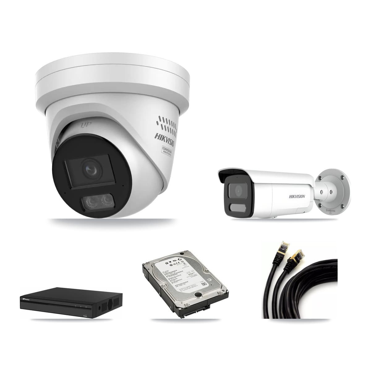 Hikvision & Prolux 4-Channel 4MP CCTV Kit — 2 Turret + 2 Bullet Cameras + 5TB Recording