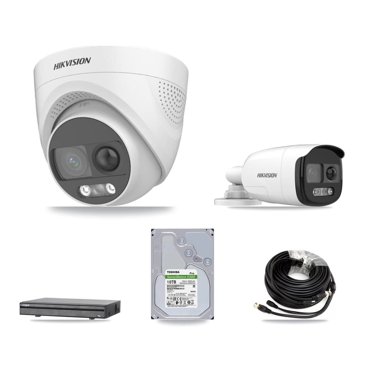 Hikvision & Dahua 8-Channel 5MP CCTV Kit — 2 DS-2CE12KF3T Bullet + 5 DS-2CE72KF3T Turret Cameras + 10TB Recording