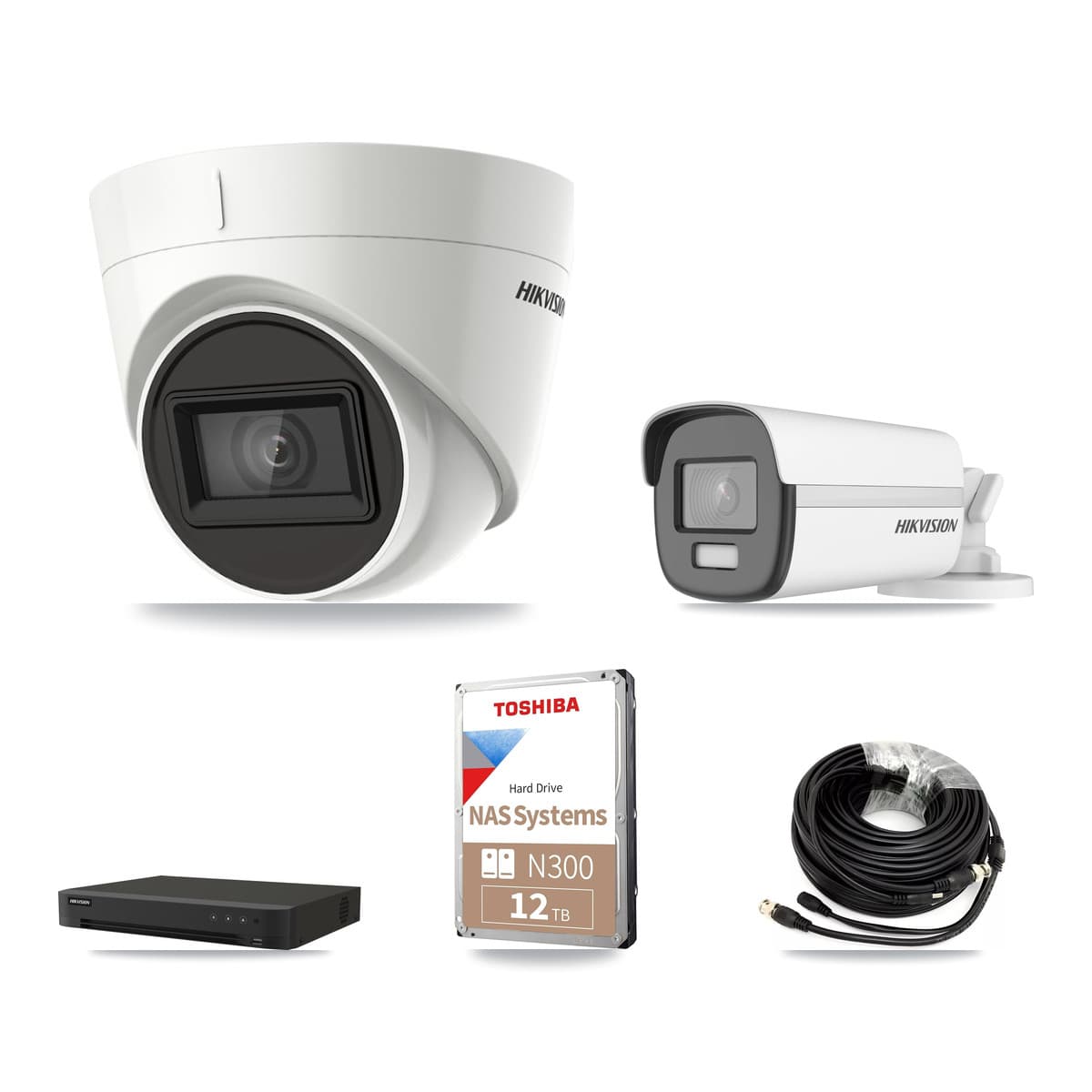 Hikvision 8-Channel 4K CCTV Kit — 1 DS-2CE12UF3T Bullet + 5 DS-2CE78U1T Turret Cameras + 12TB Recording