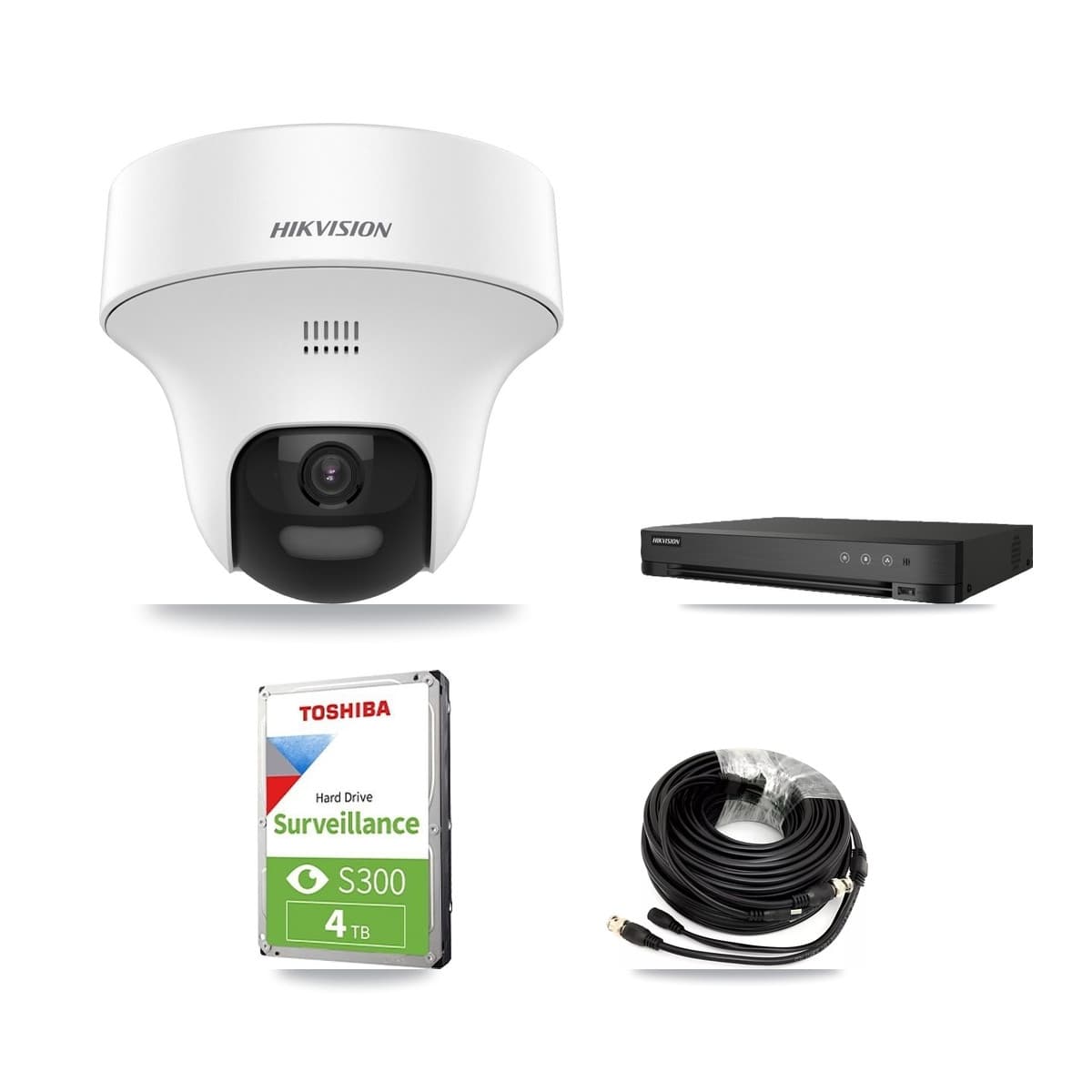 Hikvision 8-Channel 5MP CCTV Kit — 4 DS-2CE70K0T Turret Cameras + 4TB Recording (IDS-7208HQHI Recorder) - Image 1