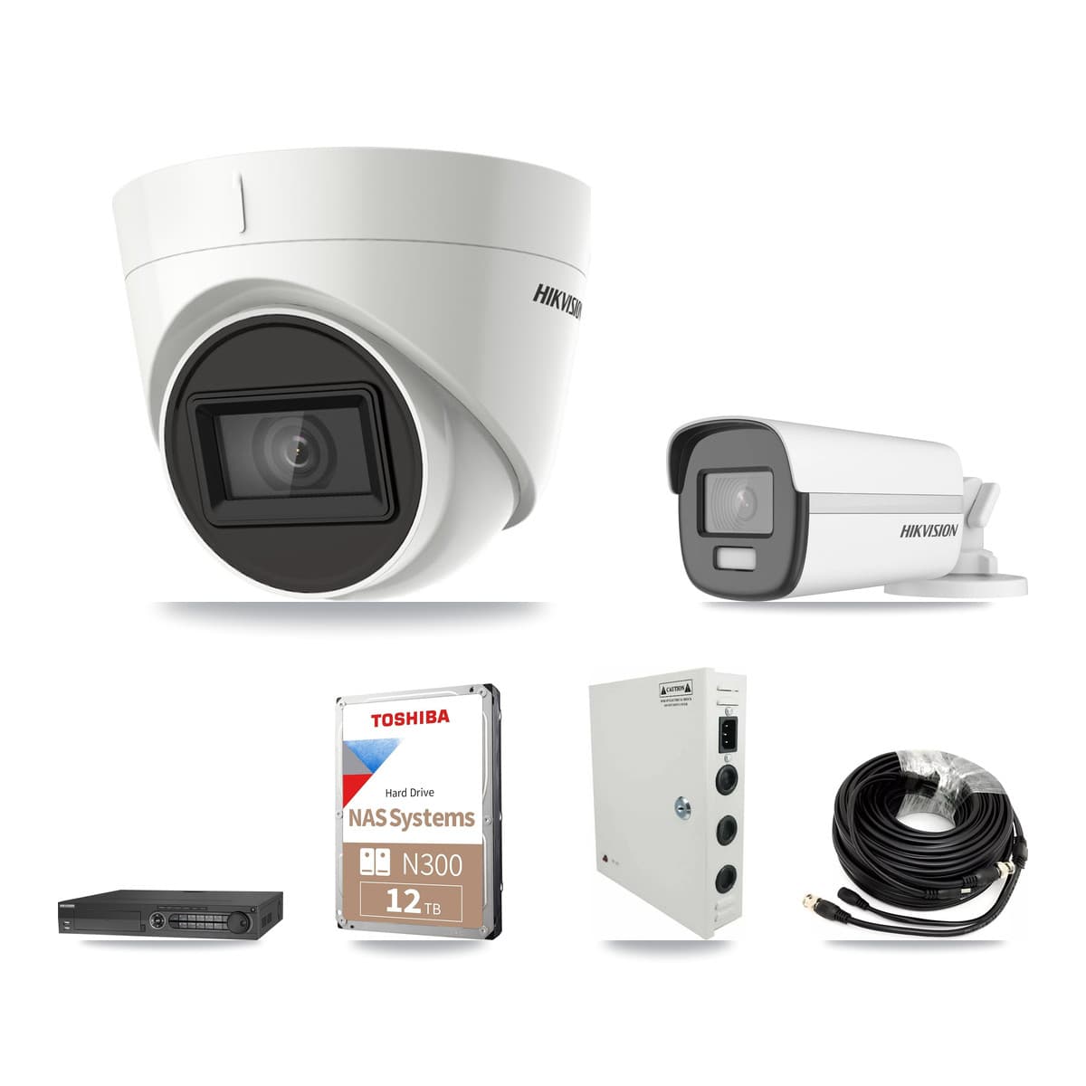 Hikvision 32-Channel 4K CCTV Kit — 1 DS-2CE12UF3T Bullet + 31 DS-2CE78U1T Turret Cameras + 4× 12TB Recording