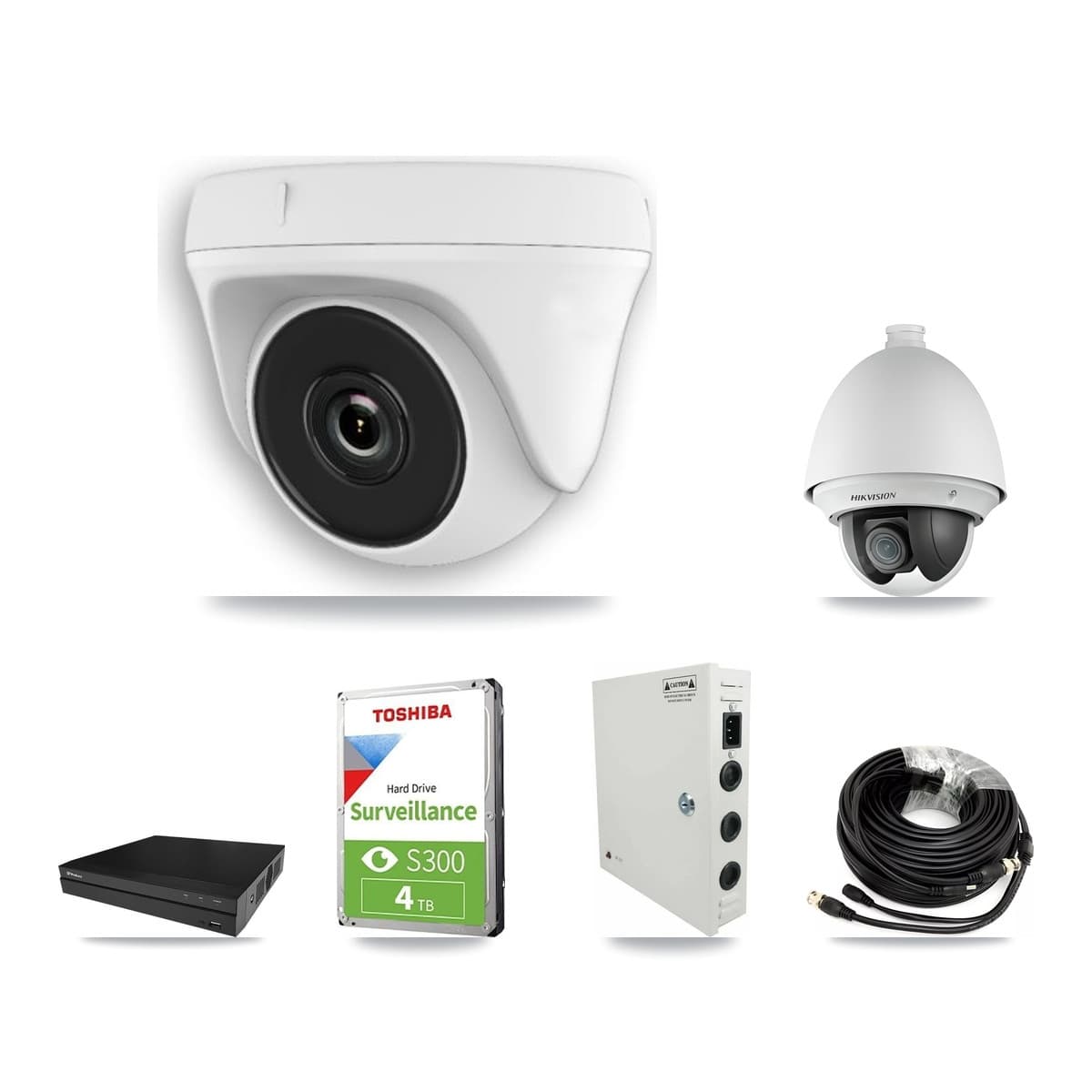 Hikvision & Prolux 8-Channel 2MP CCTV Kit — 1 PTZ + 4 White Dome Cameras + 4TB Recording (PXD-5208AN Recorder) - Image 1