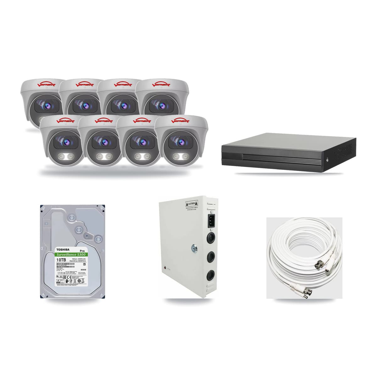 8-Channel 5MP CCTV Kit — 8 White Viper Cameras + 10TB Recording (XVR-3108HS Recorder) - Image 1