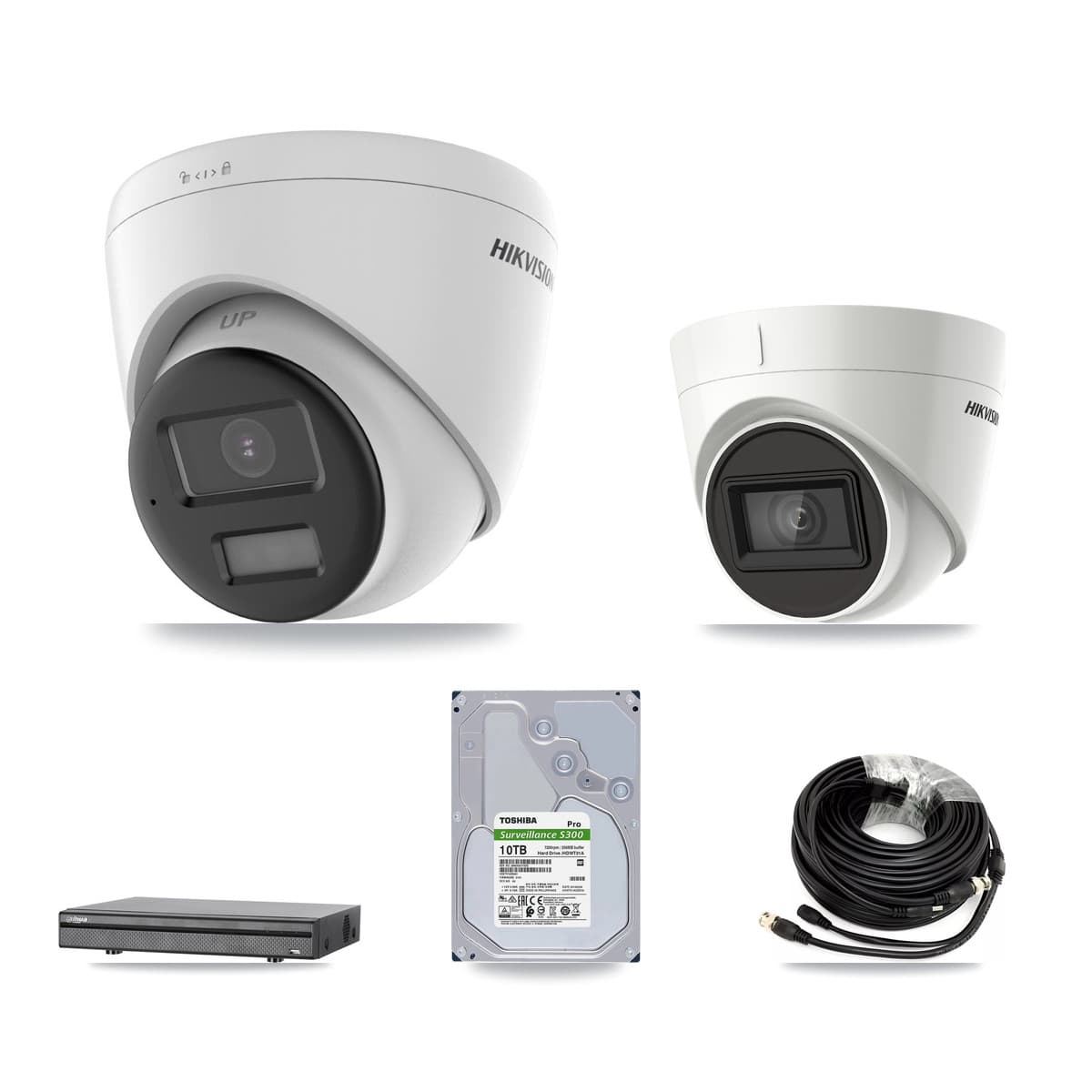 Hikvision & Dahua 8-Channel 4K CCTV Kit — 3 DS-2CE78U0T + 1 DS-2CE78U1T Turret Cameras + 10TB Recording (DH-XVR5108H Recorder) - Image 1