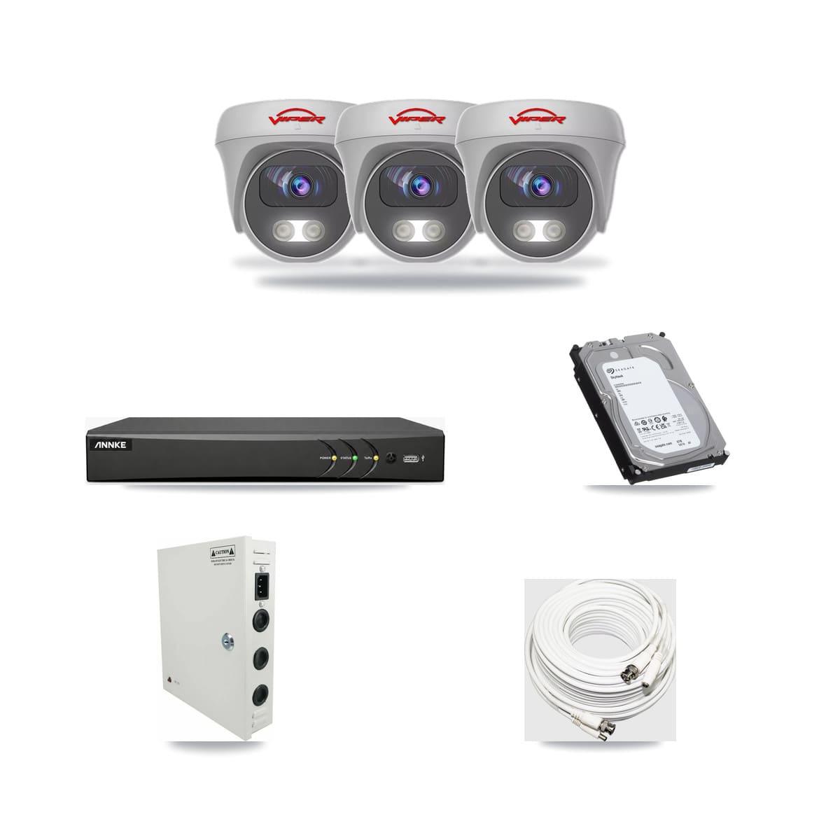 ANNKE 4-channel CCTV kit: 3 cameras (3× 5MP Camera), 6TB hard drive