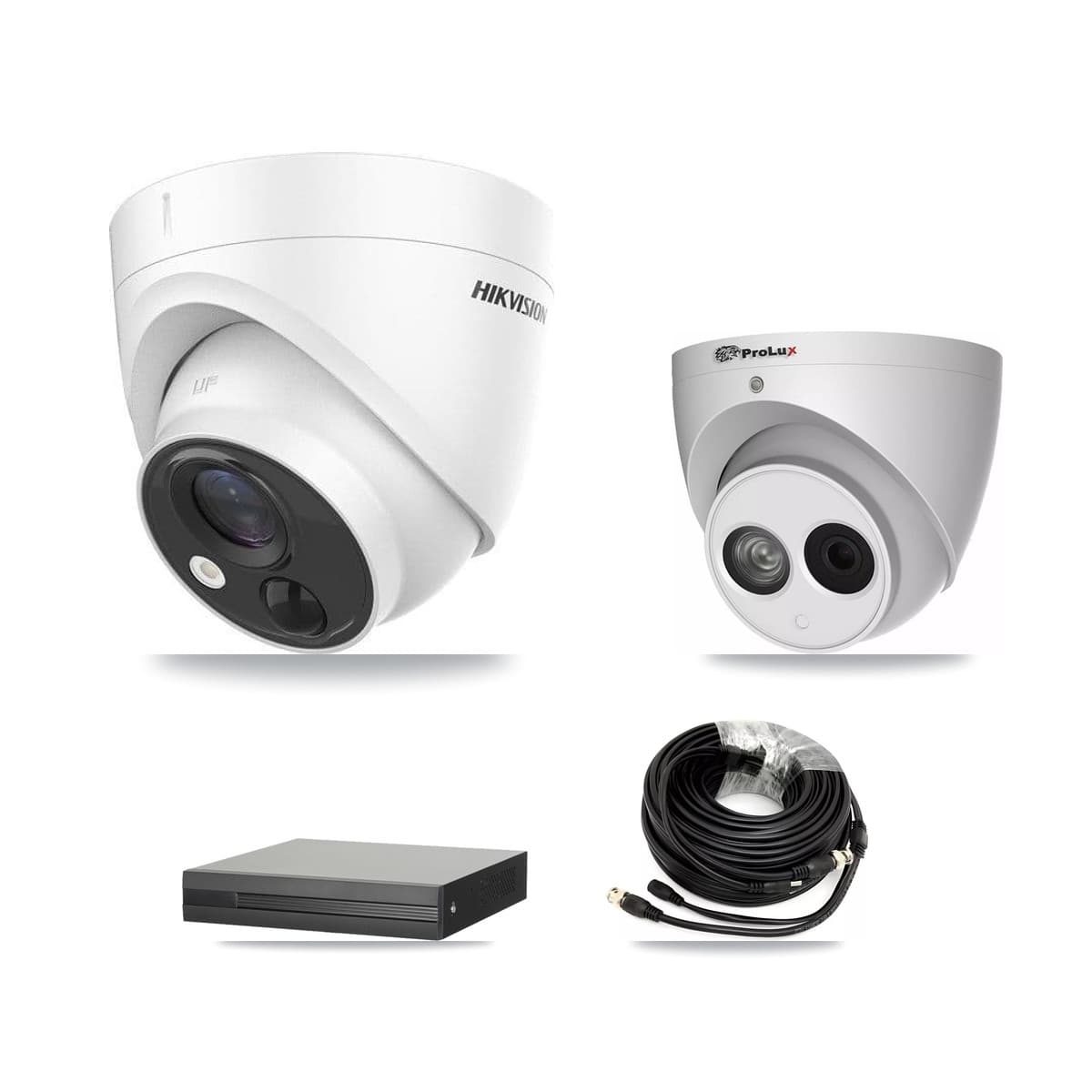 Hikvision & Prolux 8-Channel 4MP – 5MP CCTV Kit — 5 DS-2CE71H0T 5MP + 1 PXC-612C4W-A 4MP Turret Cameras + 8TB Recording (XVR-3108HS Recorder)
