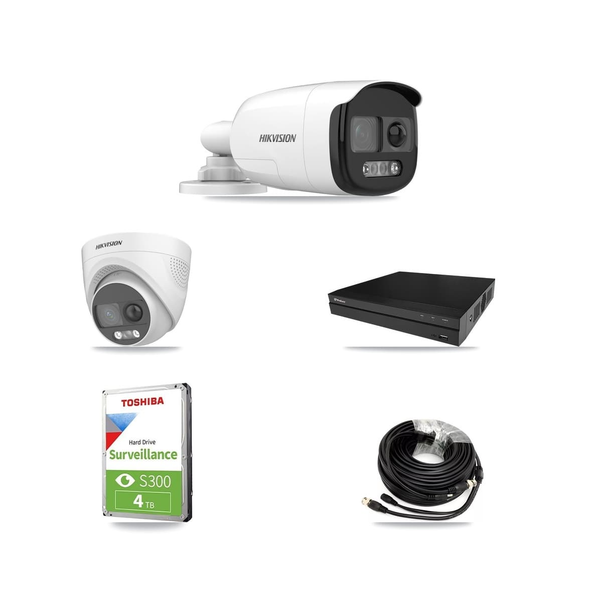Hikvision & Prolux 8-Channel 5MP CCTV Kit — 2 DS-2CE12KF3T Bullet + 1 DS-2CE72KF3T Turret Cameras + 4TB Recording (PXD-5208AN Recorder) - Image 1