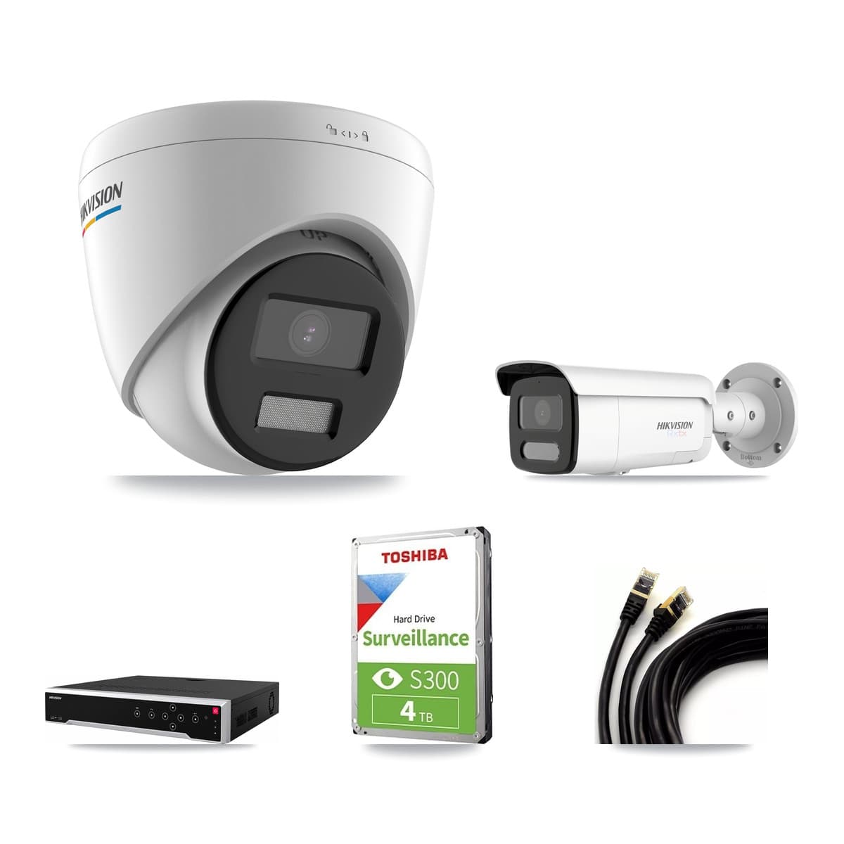 Hikvision 32-Channel 2MP – 4K CCTV Kit — 2 2MP Turret + 1 4K Bullet Cameras + 4TB Recording - Image 1