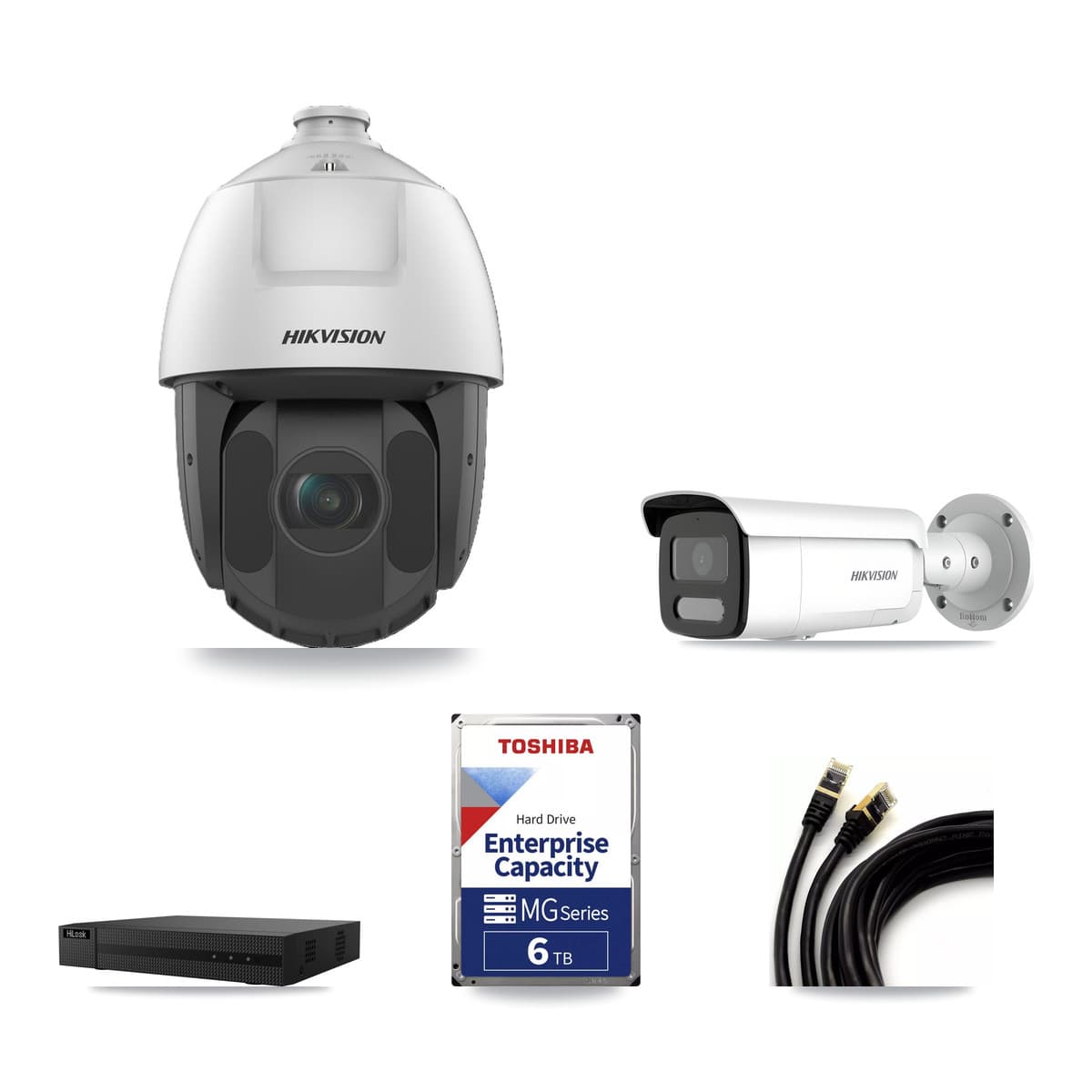 Hikvision & HiLook 8-Channel 2MP – 4MP CCTV Kit — 2 4MP Bullet + 5 2MP PTZ Cameras + 6TB Recording (NVR-108MH-D Recorder) - Image 1