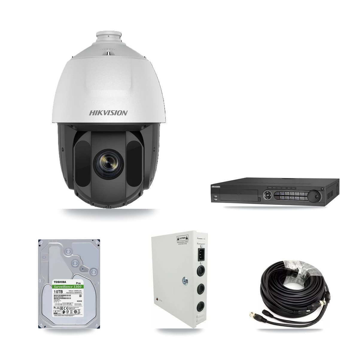 Hikvision 32-Channel 2MP CCTV Kit — 30 DS-2AE5225TI PTZ Cameras + 2× 10TB Recording (DS-7332HQHI Recorder) - Image 1