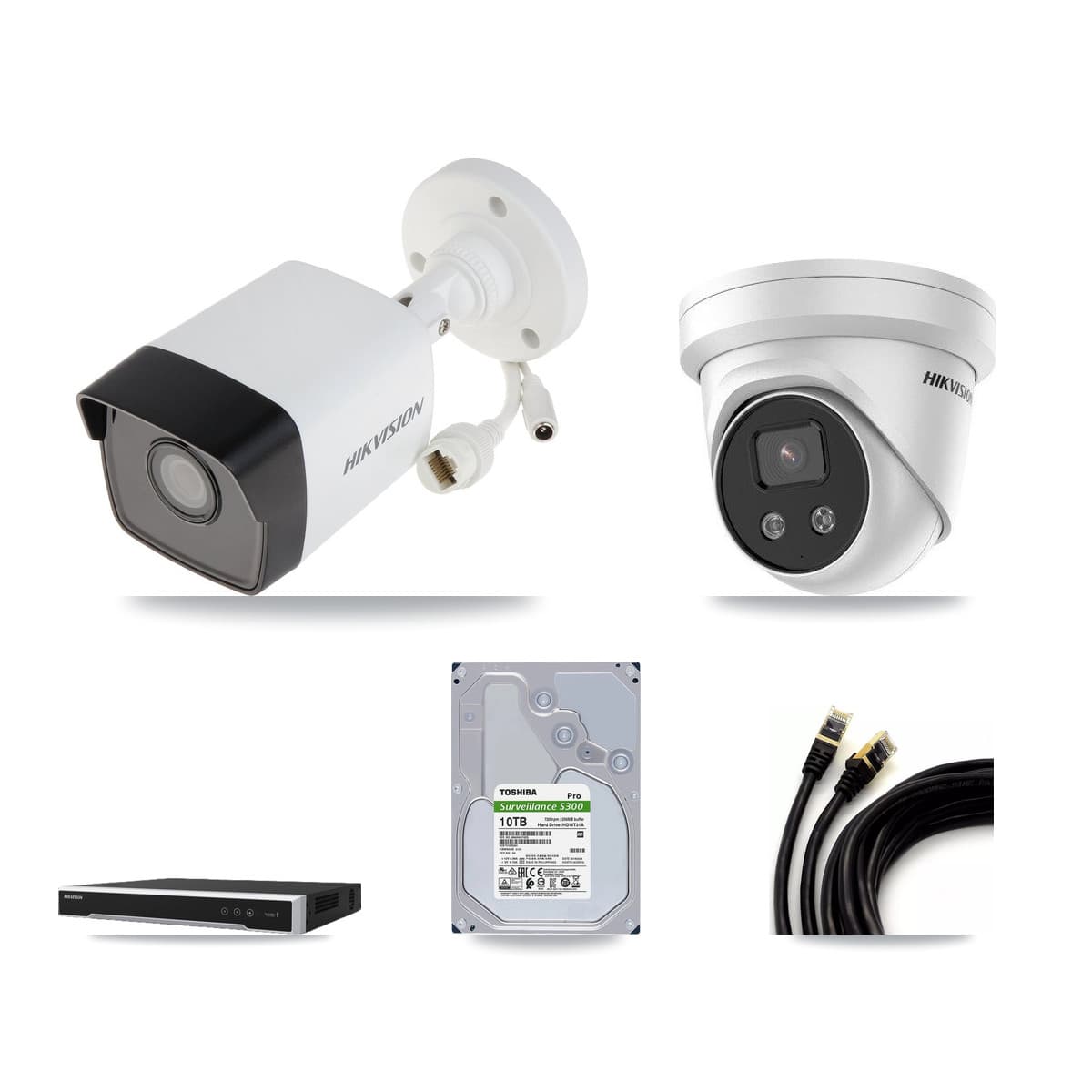 Hikvision 8-Channel 5MP CCTV Kit — 6 DS-2CD1053G0 Bullet + 2 DS-2CD3356G2 Turret Cameras + 10TB Recording