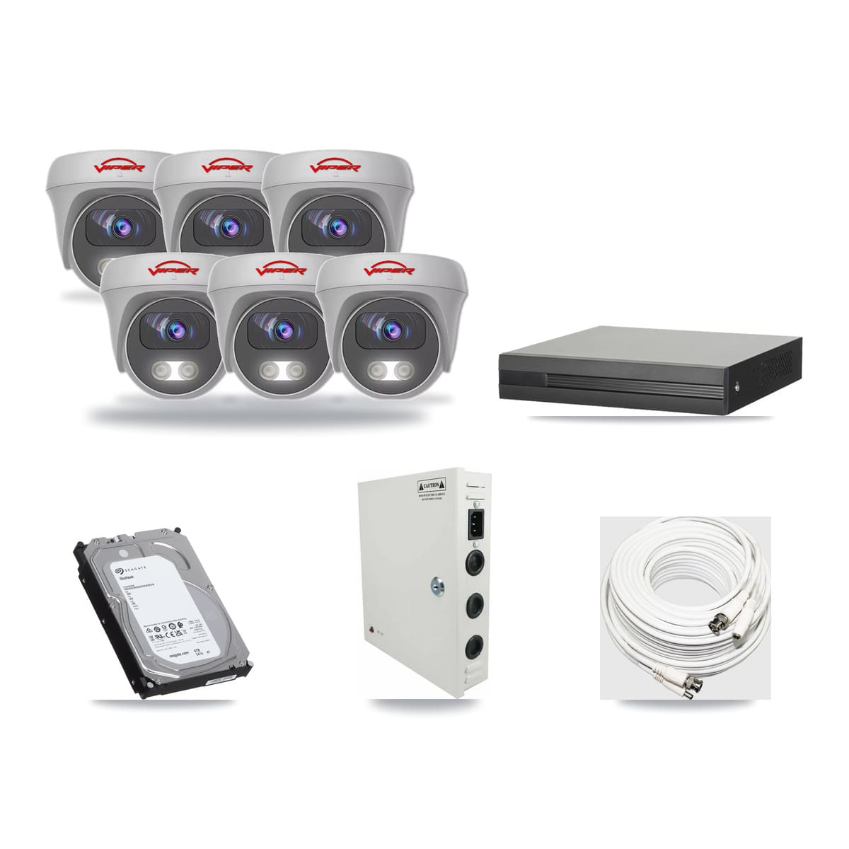 8-channel CCTV kit: 6 cameras (6× 5MP Camera), 6TB hard drive