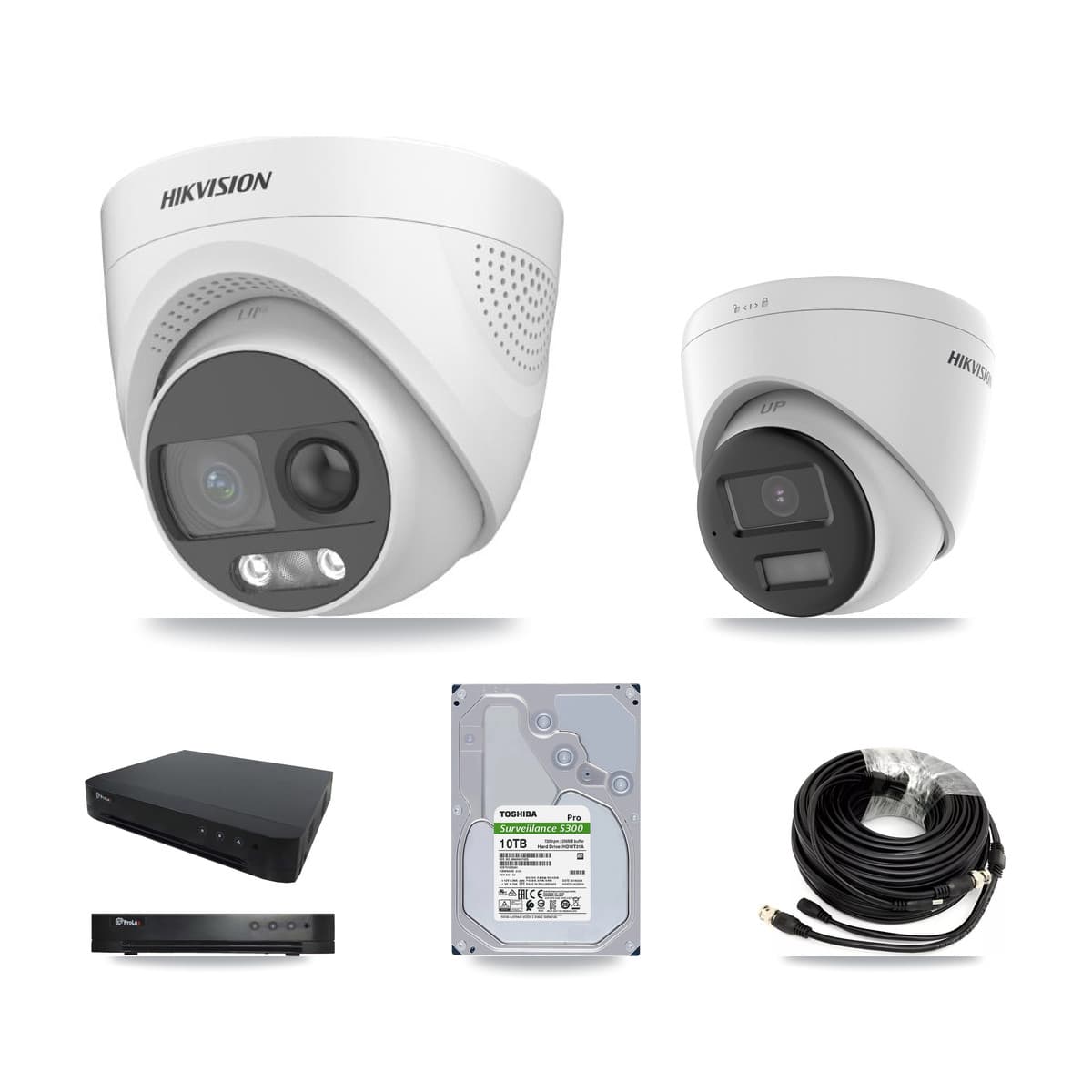 Hikvision & Prolux 16-Channel 5MP CCTV Kit — 4 DS-2CE72KF3T + 4 DS-2CE78K0T Turret Cameras + 10TB Recording - Image 1