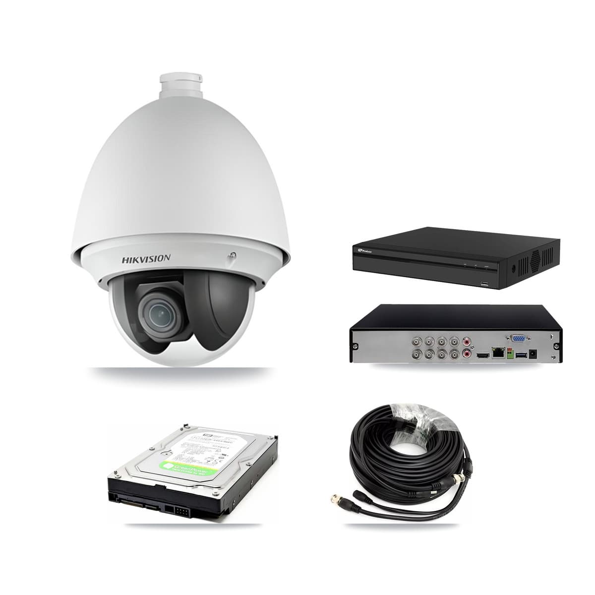 Hikvision & Prolux 8-Channel 2MP CCTV Kit — 2 DS-2AE4225T PTZ Cameras + 1TB Recording (PXD-5108HS Recorder)