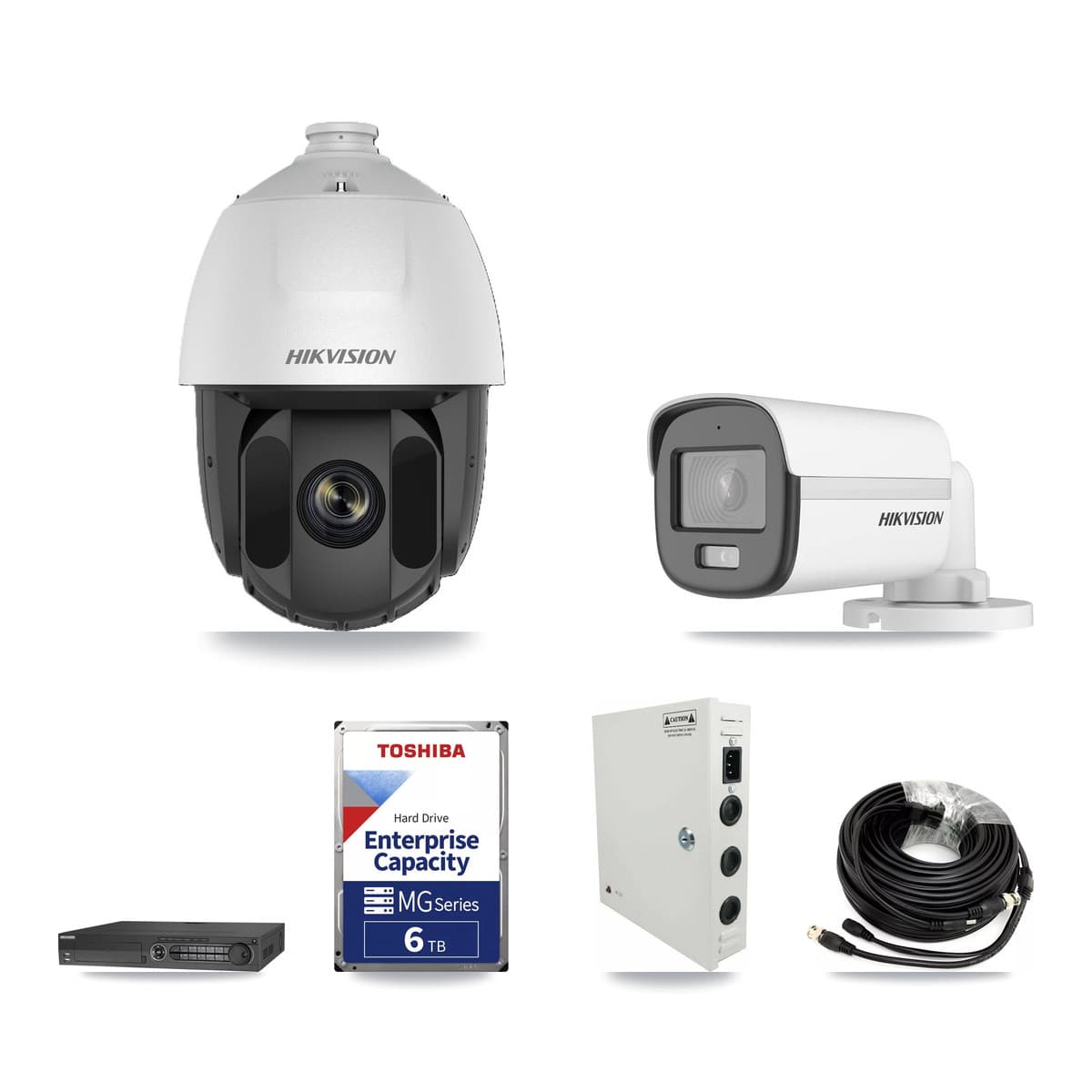 Hikvision 32-Channel 2MP – 5MP CCTV Kit — 16 DS-2AE5225TI 2MP PTZ + 1 DS-2CE12KF0T 5MP Bullet Cameras + 2× 6TB Recording - Image 1