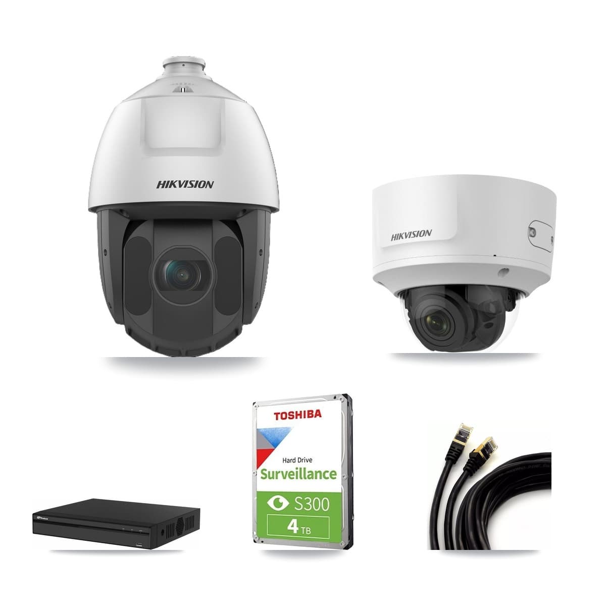 Hikvision & Prolux 4-Channel 2MP CCTV Kit — 1 Dome + 3 PTZ Cameras + 4TB Recording - Image 1