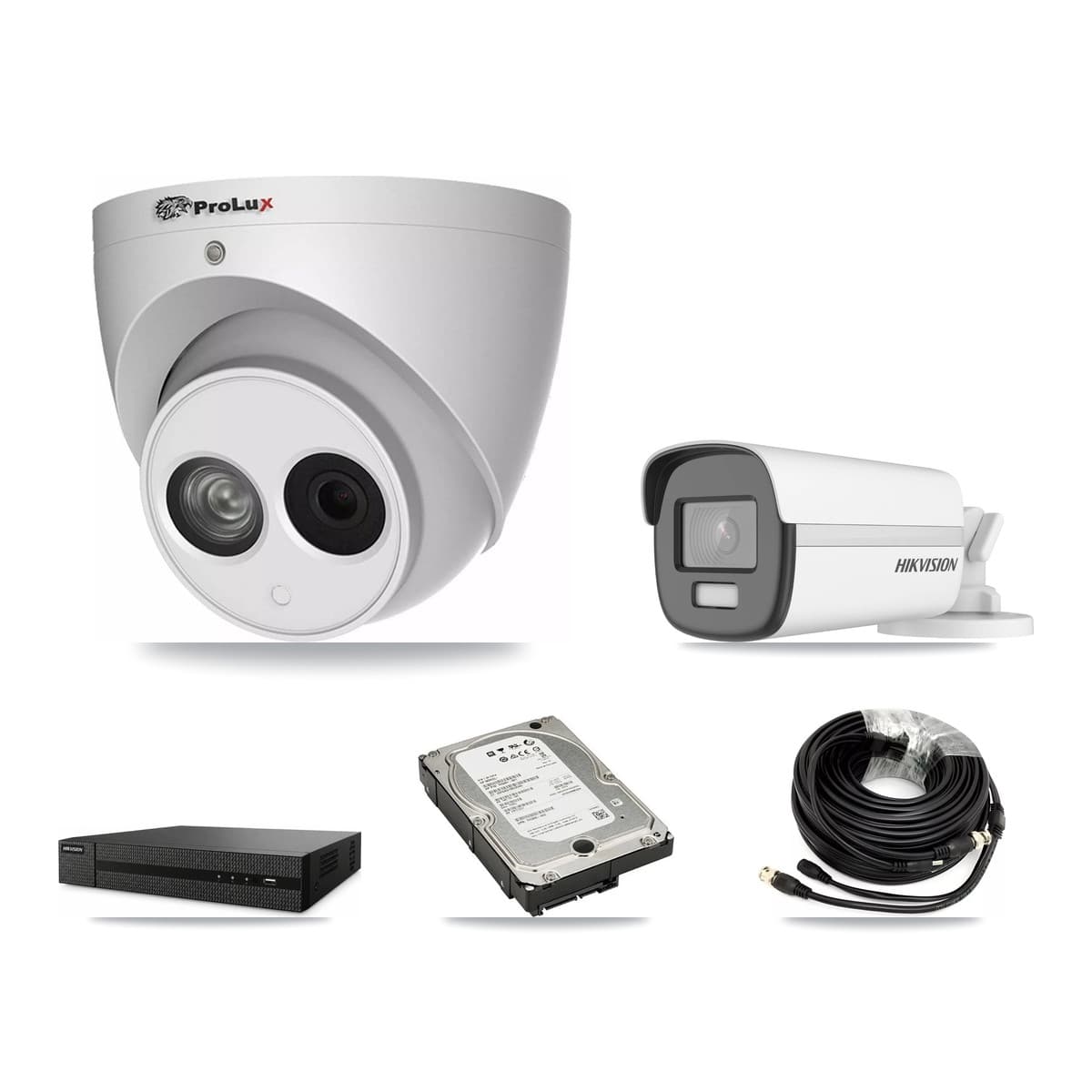 Hikvision & Prolux 8-Channel 4MP – 4K CCTV Kit — 1 4K Bullet + 2 4MP Turret Cameras + 5TB Recording (DVR-8CH Recorder) - Image 1