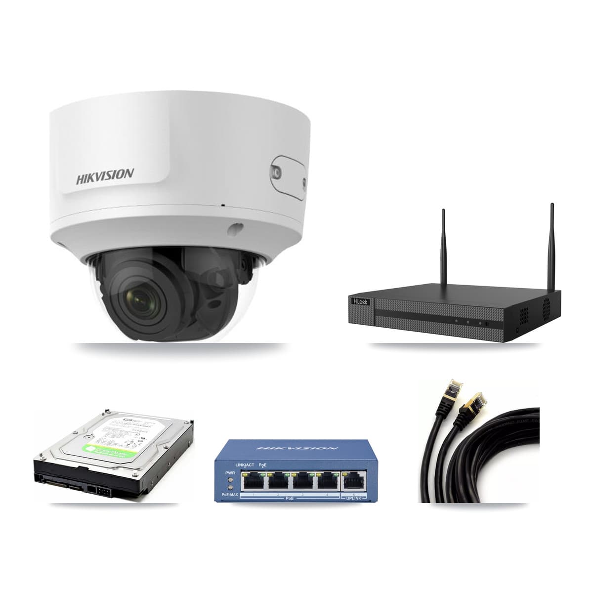 Hikvision & HiLook 4-Channel 2MP CCTV Kit — 2 Dome Cameras + 1TB Recording