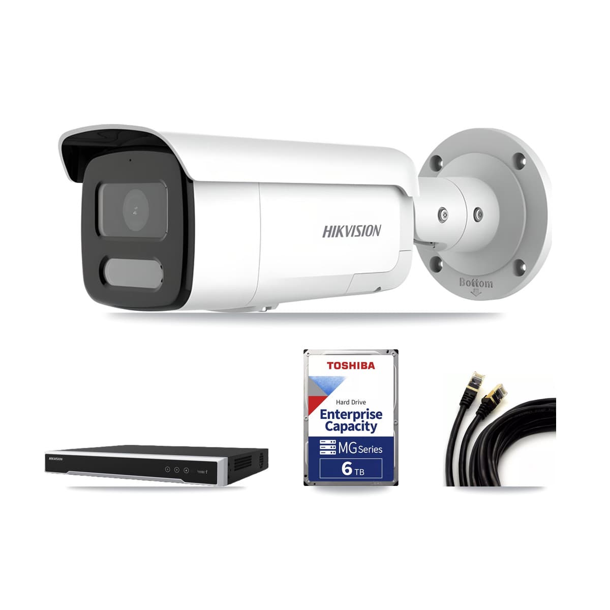 Hikvision 8-Channel 4MP – 4K CCTV Kit — 3 4MP + 1 4K Bullet Cameras + 6TB Recording