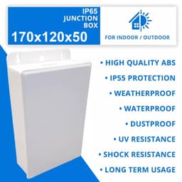 IP65 Waterproof Outdoor Junction Box - PVC Adaptable Enclosure (170x120x50mm, Grey)
