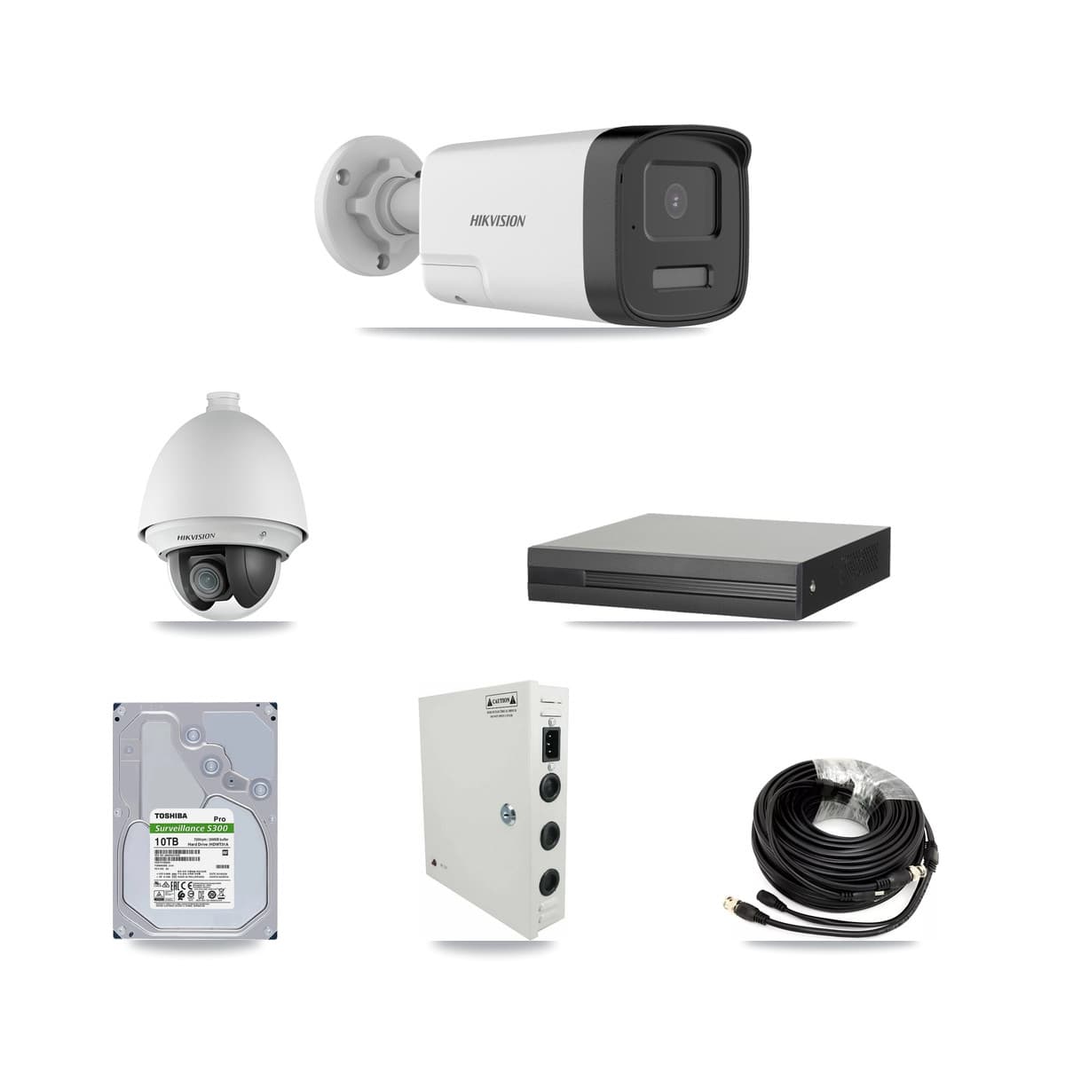 Hikvision 16-Channel 2MP – 5MP CCTV Kit — 1 DS-2AE4225T 2MP PTZ + 7 DS-2CE17K0T 5MP Bullet Cameras + 10TB Recording - Image 1