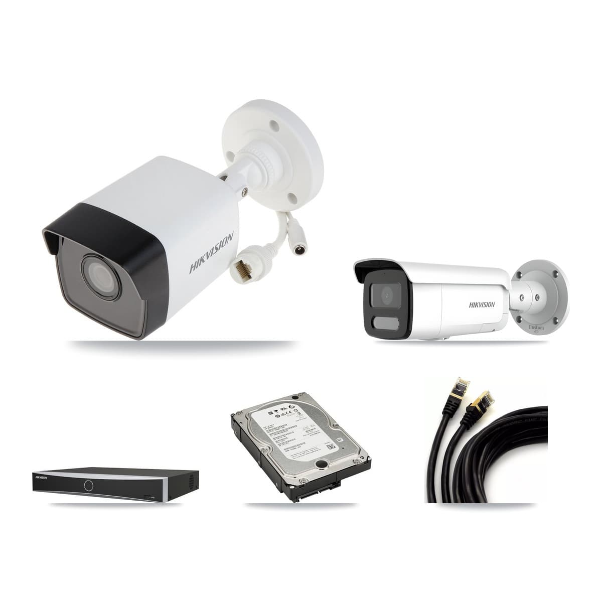 Hikvision 4-Channel 4MP – 5MP CCTV Kit — 2 5MP + 2 4MP Bullet Cameras + 5TB Recording