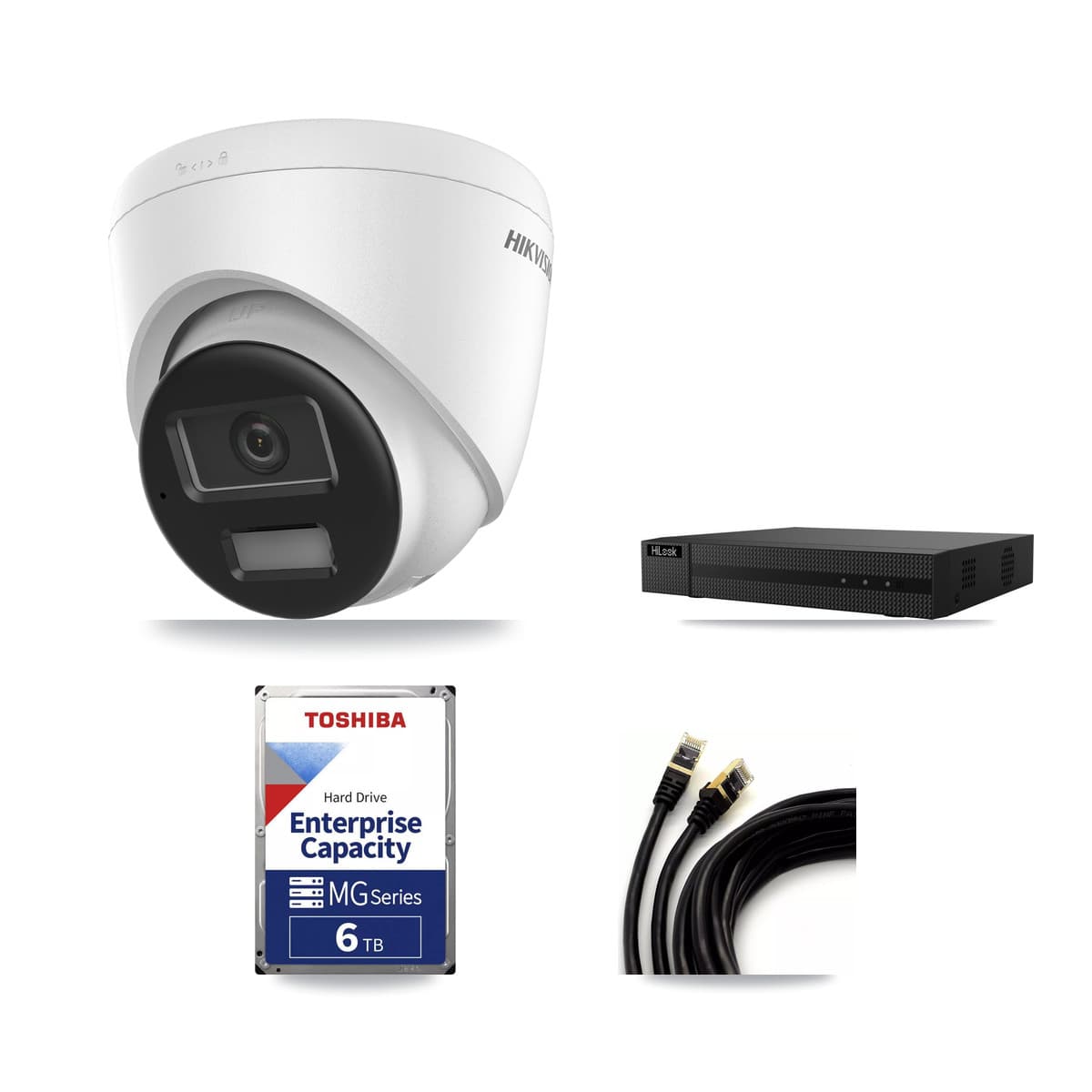 Hikvision & HiLook 8-Channel 4K CCTV Kit — 6 DS-2CD1383G2-LIU Turret Cameras + 6TB Recording (NVR-108MH-D/8P Recorder) - Image 1