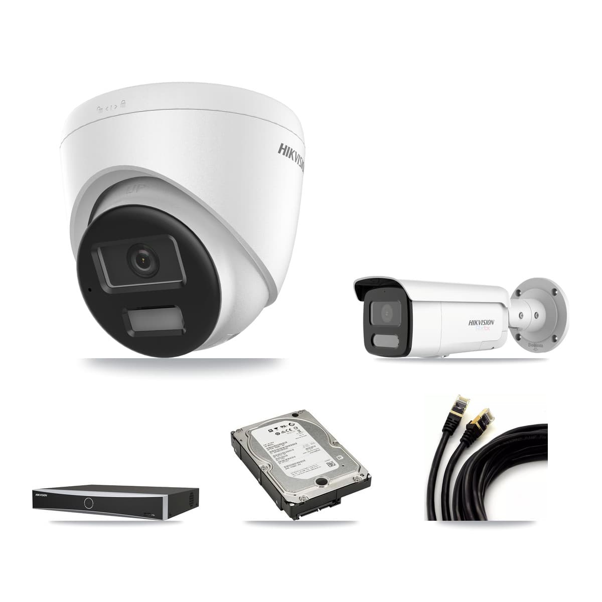 Hikvision 4-Channel 4K CCTV Kit — 1 Turret + 1 Bullet Cameras + 5TB Recording