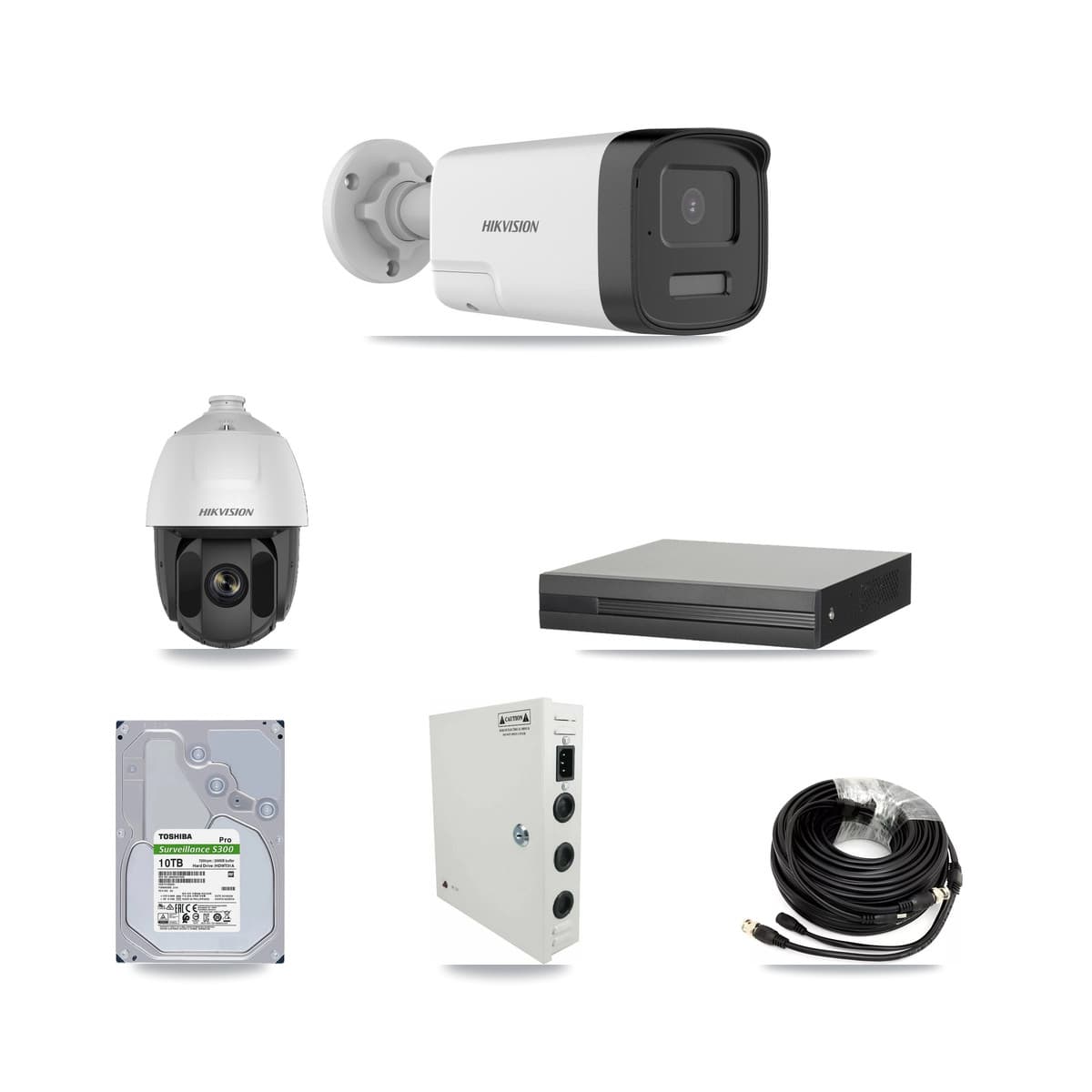 Hikvision 16-Channel 2MP – 5MP CCTV Kit — 1 DS-2AE5225TI 2MP PTZ + 8 DS-2CE17K0T 5MP Bullet Cameras + 10TB Recording - Image 1