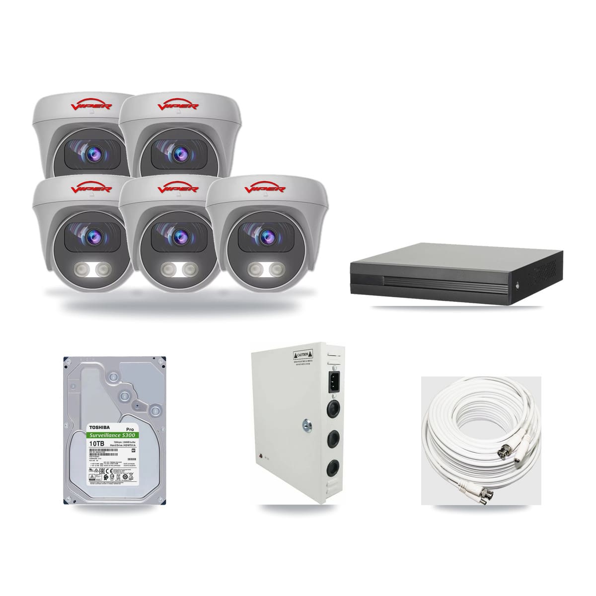 8-channel CCTV kit: 5 cameras (5× 5MP Camera), 10TB hard drive