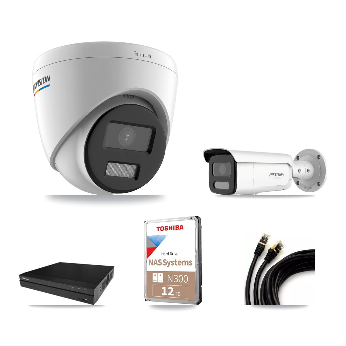 Hikvision & Prolux 16-Channel 2MP – 4K CCTV Kit — 15 2MP Turret + 1 4K Bullet Cameras + 12TB Recording