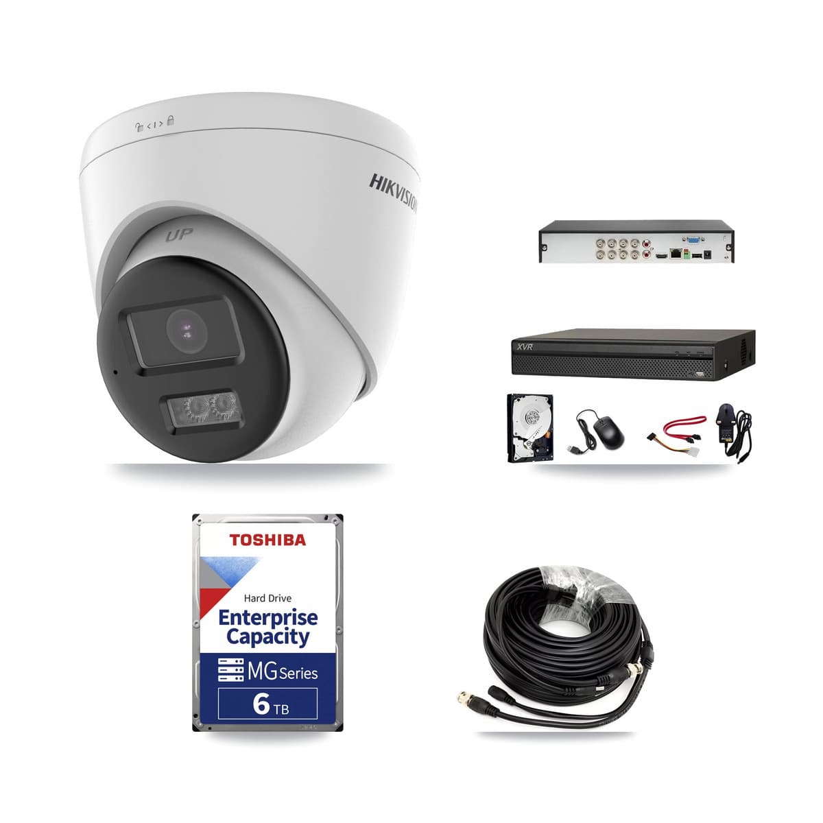 Hikvision & Dahua 8-Channel 5MP CCTV Kit — 2 DS-2CE78K0T-LTS Turret Cameras + 6TB Recording (XVR-3108AD-4K Recorder) - Image 1