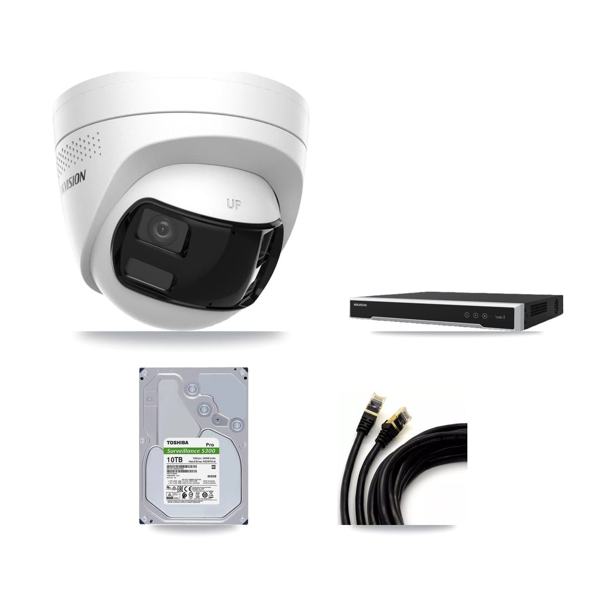 Hikvision 16-Channel 4K CCTV Kit — 4 DS-2CD1383G2P Turret Cameras + 10TB Recording - Image 1