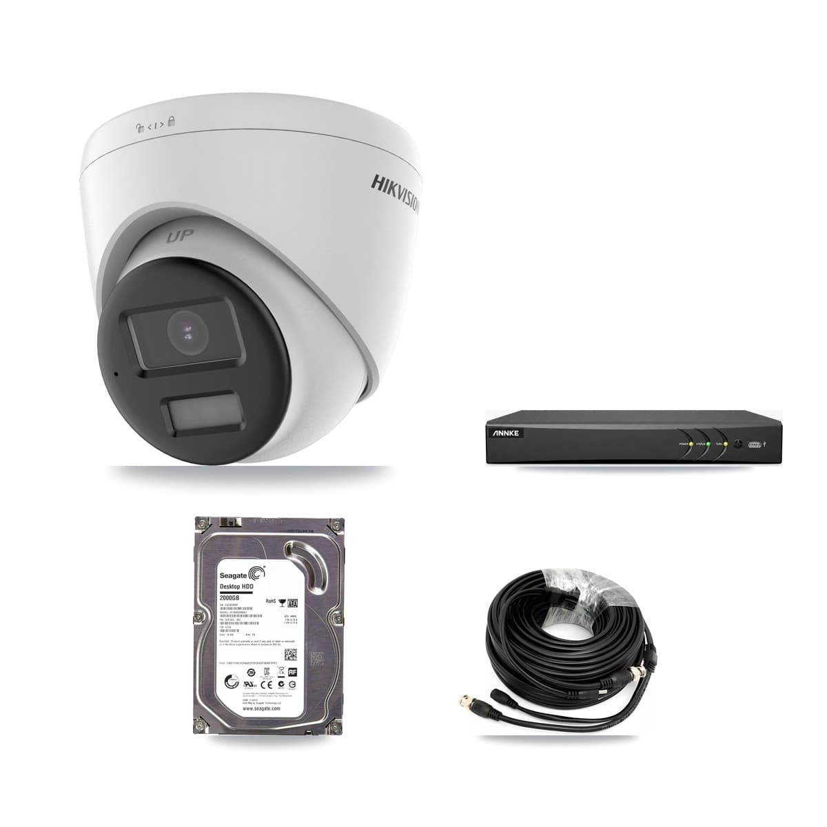 Hikvision & ANNKE 4-Channel 5MP CCTV Kit — 1 DS-2CE78K0T-LPTS Turret Camera + 2TB Recording (AN-DV4-8MP-D941BB Recorder) - Image 1