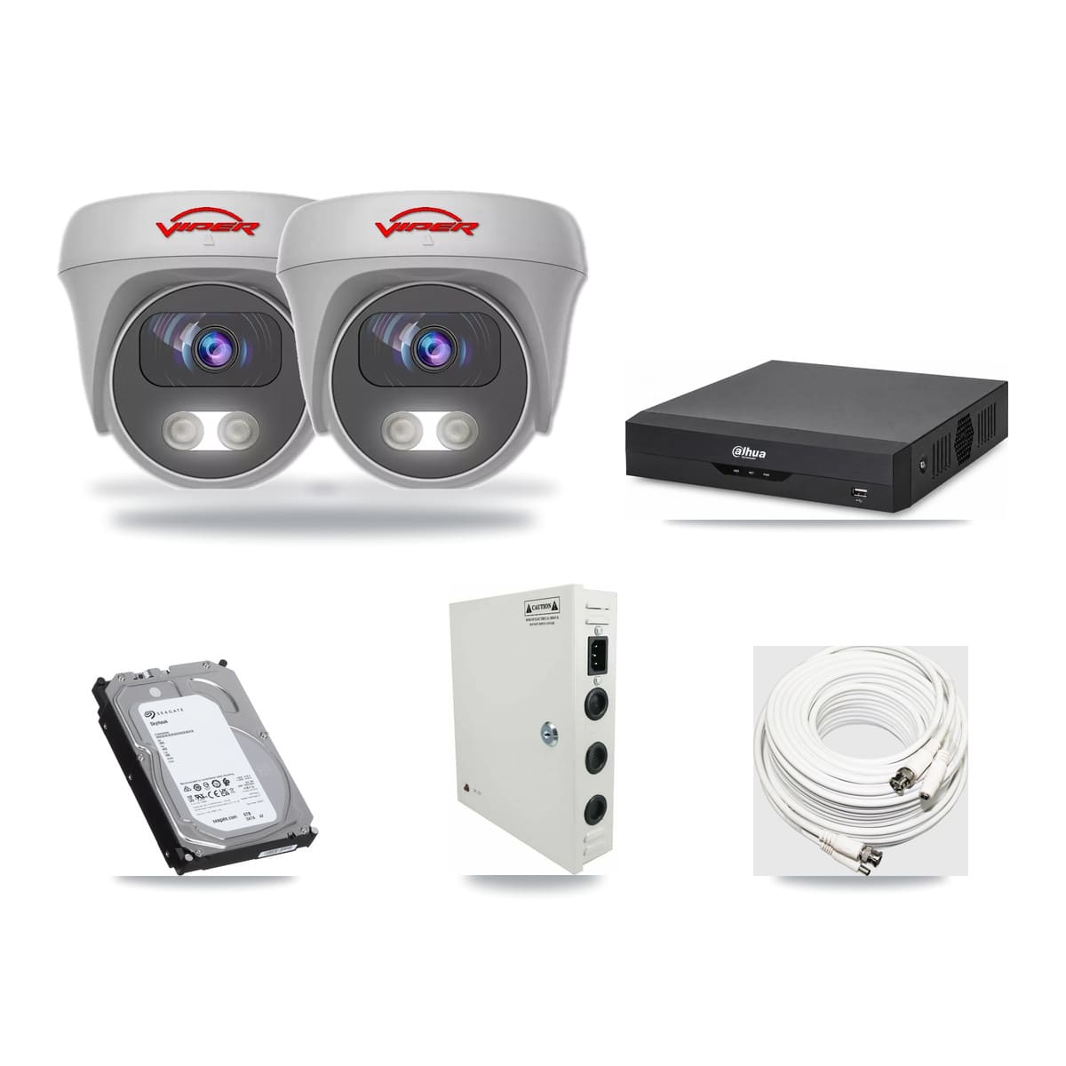 Dahua 4-channel CCTV kit: 2 cameras (2× 5MP Camera), 6TB hard drive