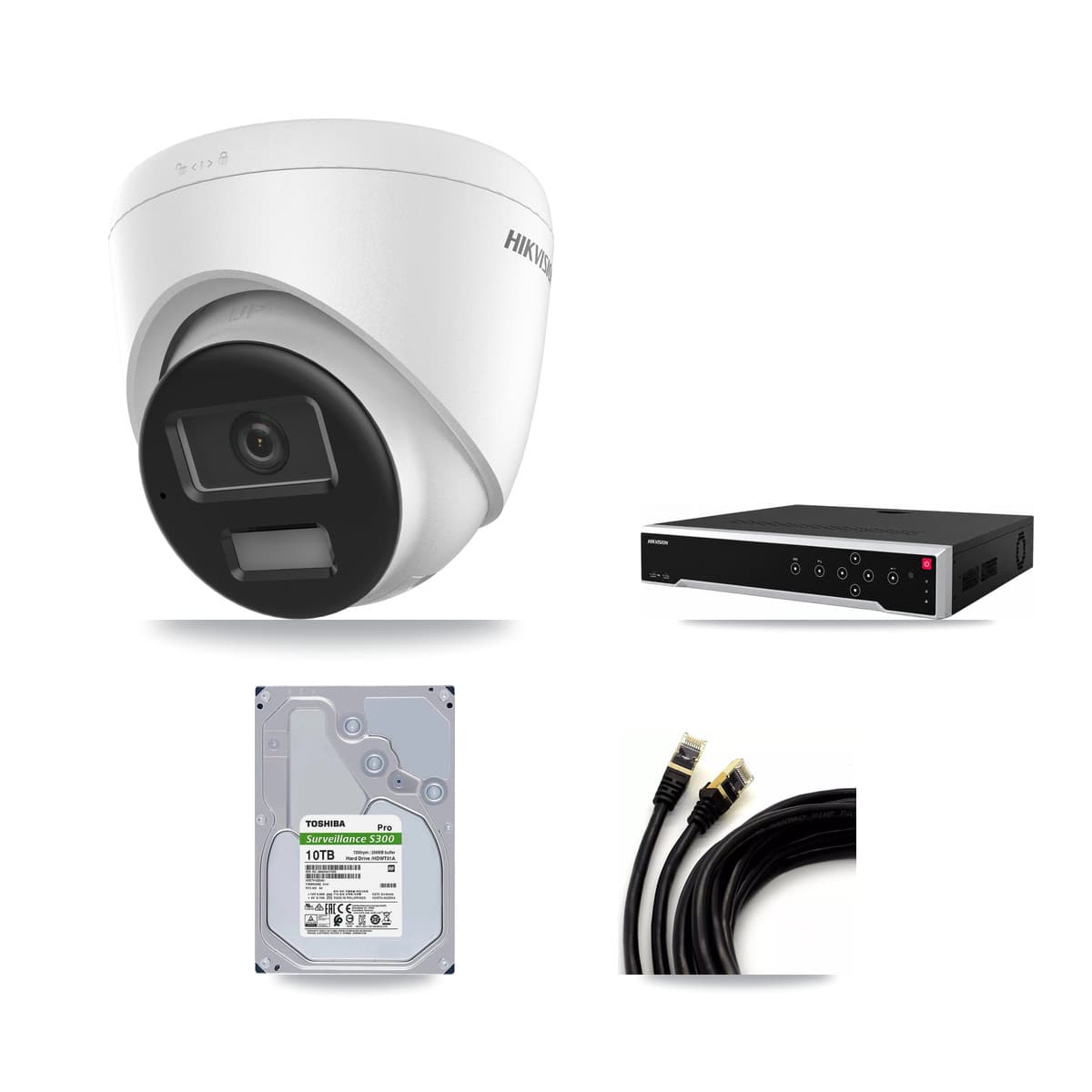 Hikvision 32-Channel 4K CCTV Kit — 16 DS-2CD1383G2-LIU Turret Cameras + 4× 10TB Recording (DS-7732NI-M4/24P Recorder)