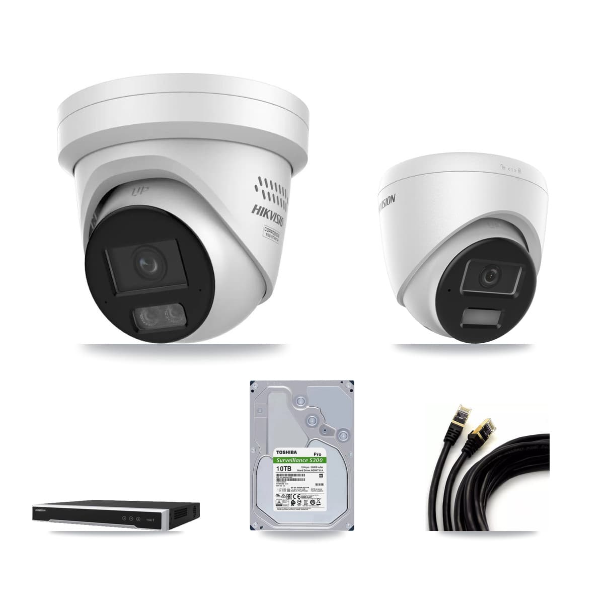 Hikvision 16-Channel 4MP CCTV Kit — 2 DS-2CD1343G2 + 5 DS-2CD2347G3 Turret Cameras + 10TB Recording - Image 1